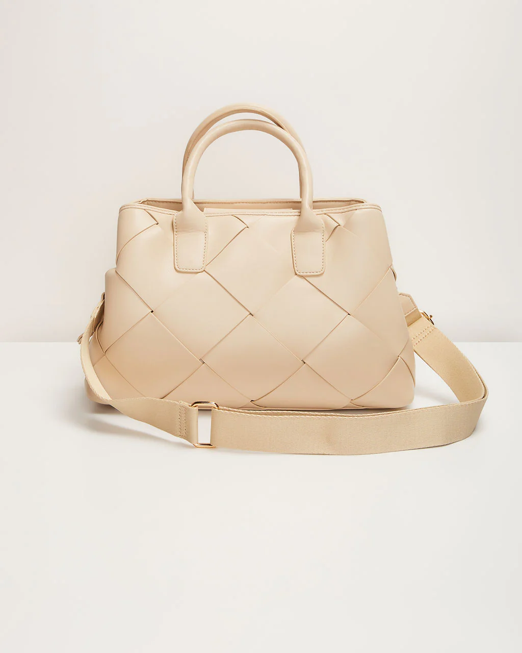 Giorgia Faux Leather Woven Top Handle Bag