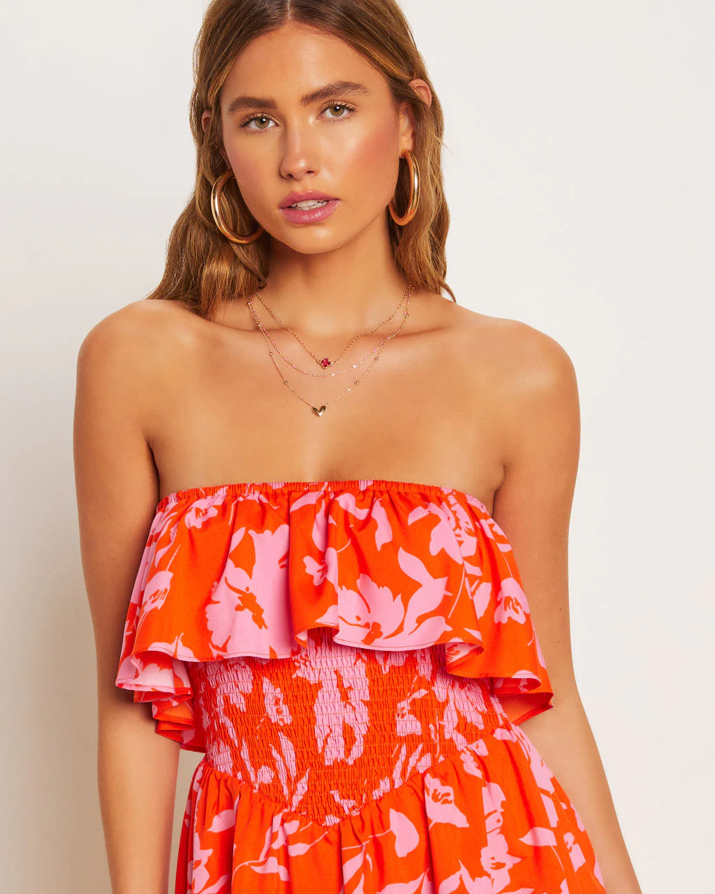 Lilly Floral Smocked Strapless Romper