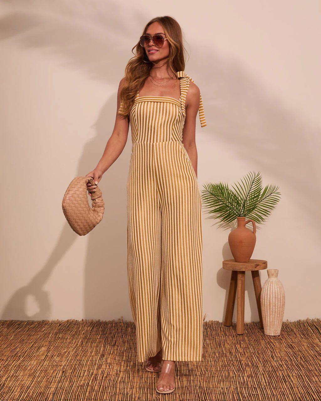 Meet Me Here Striped Fleece Jumpsuit