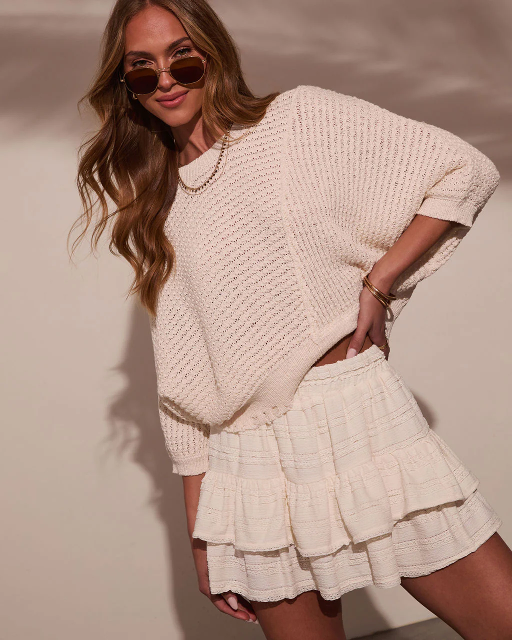 Sunwoven Distressed Crochet Sweater