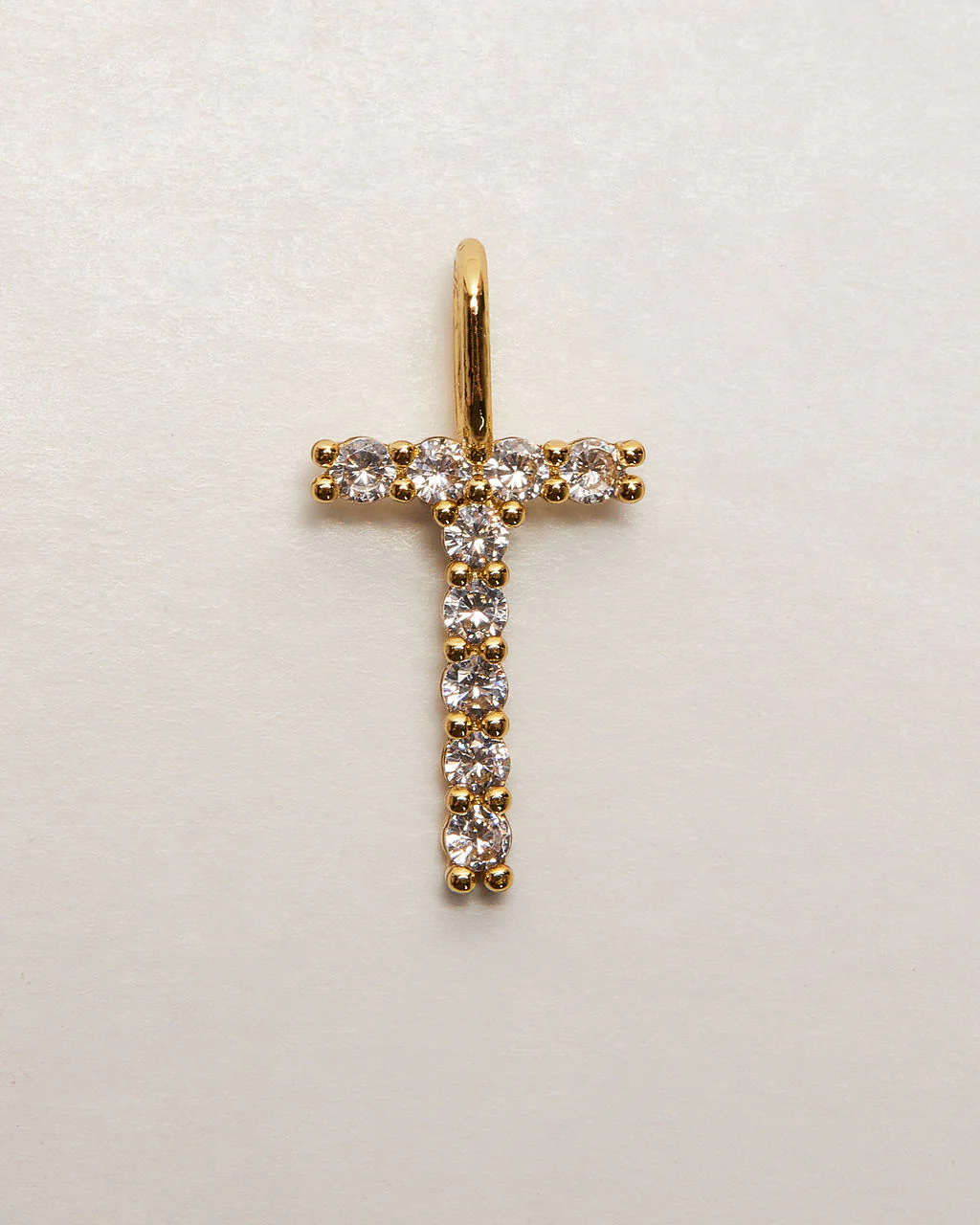 Initial Letter 14k Plated Rhinestone Charm