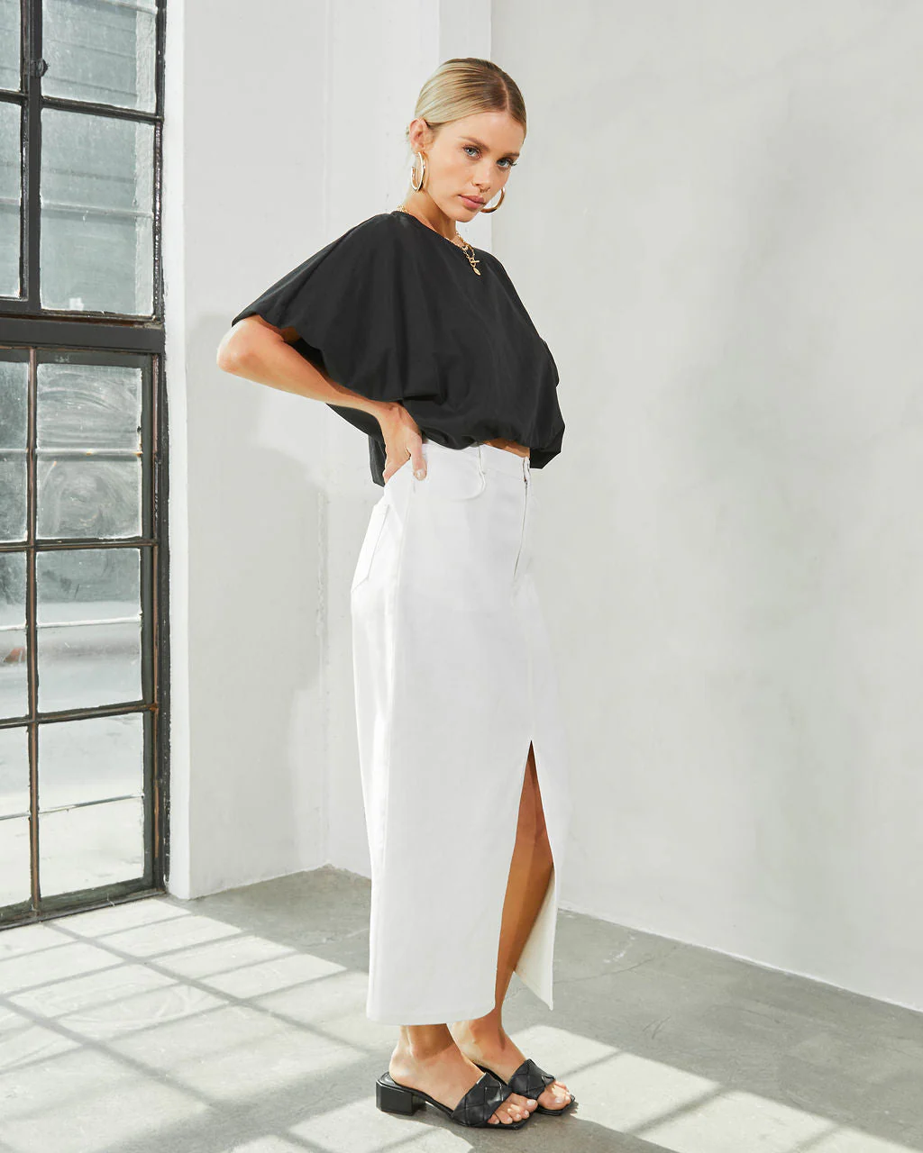 Kaylee Bubble Hem Cotton Crop Top