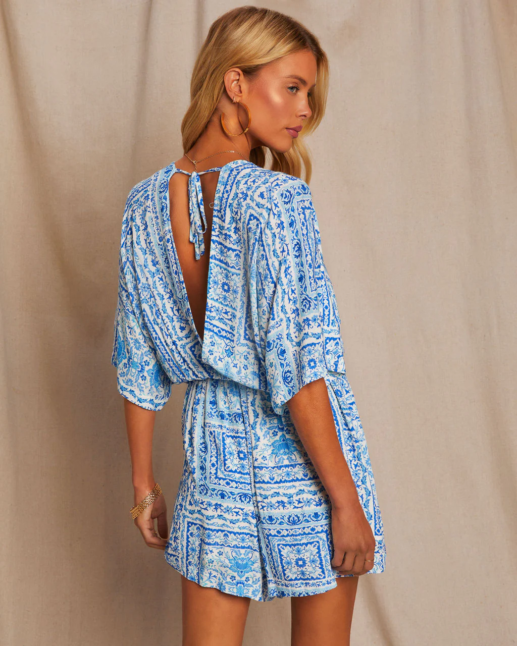 Majorca Printed Short Sleeve Pocketed Romper