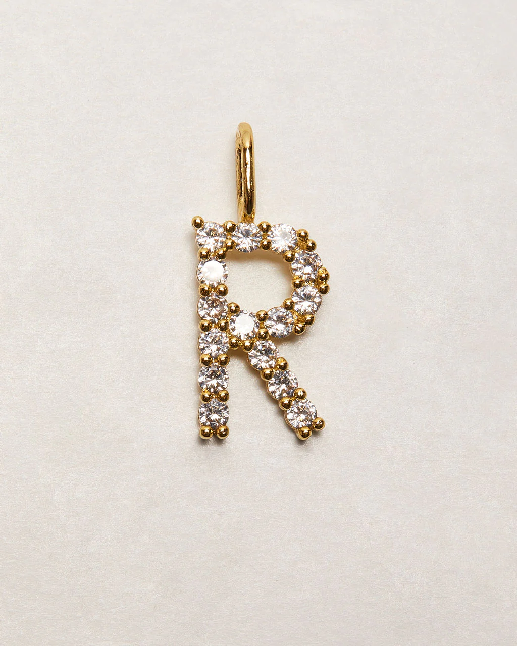 Initial Letter 14k Plated Rhinestone Charm