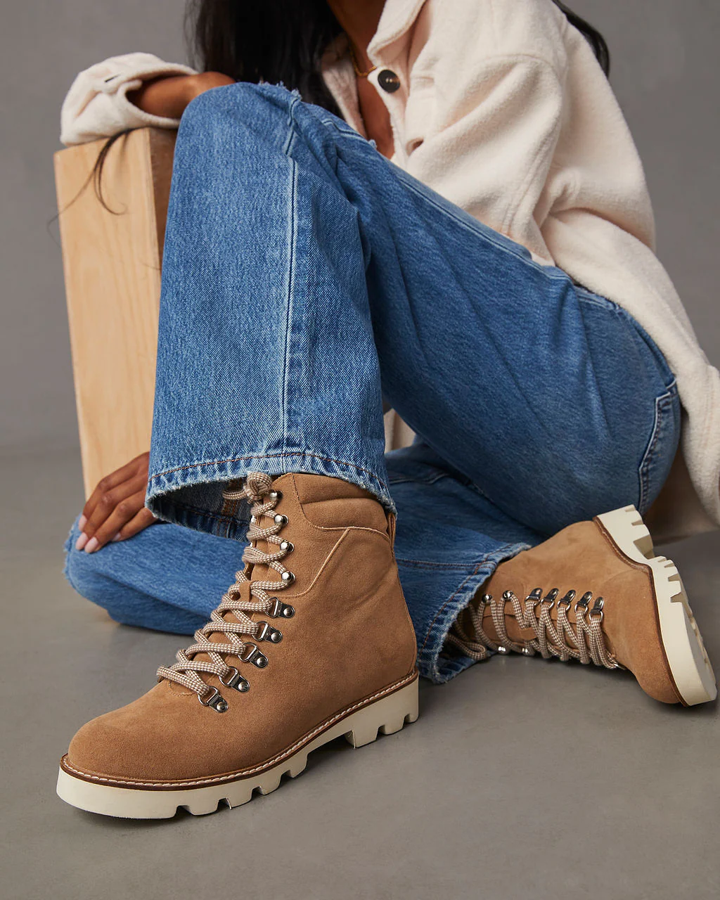 Arlene Faux Suede Lace Up Boot