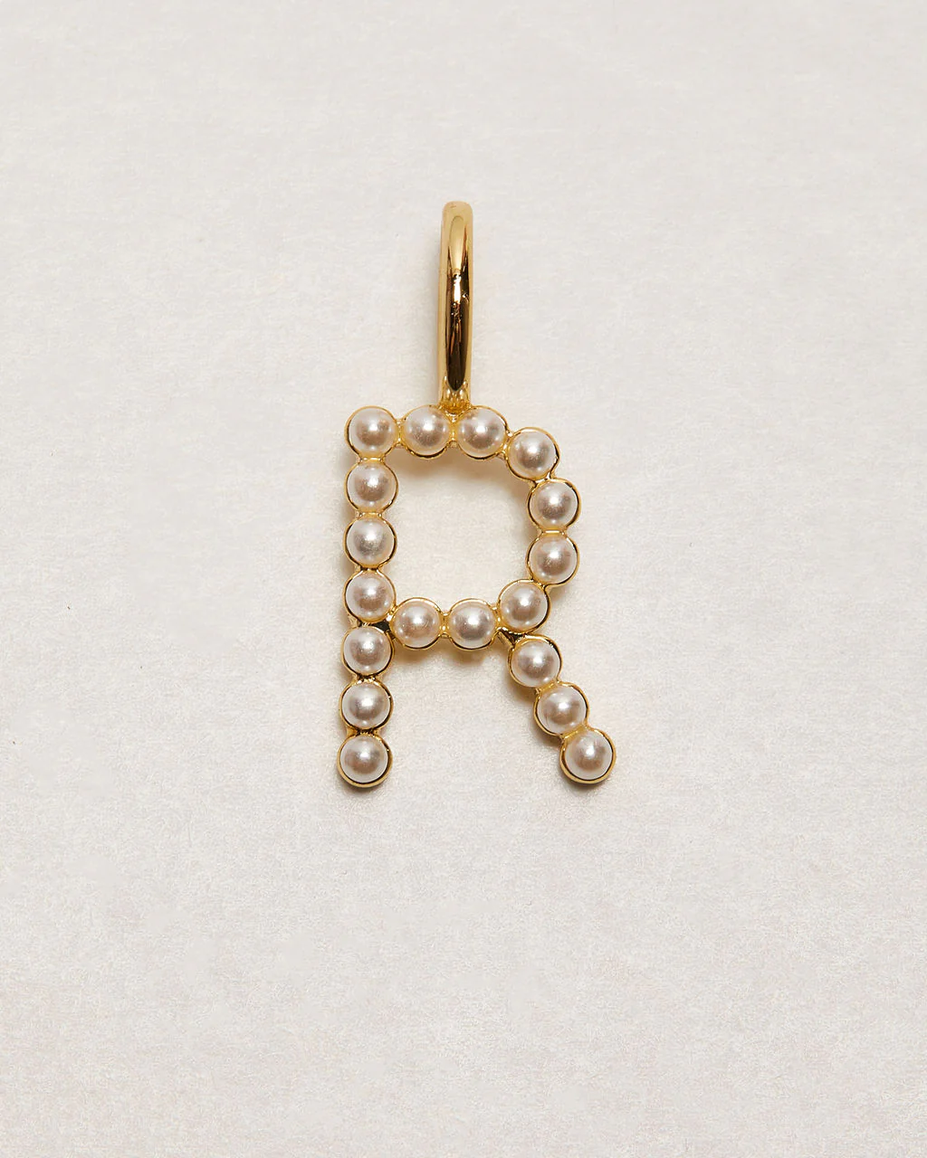 Pearl Letter 14k Plated Charm