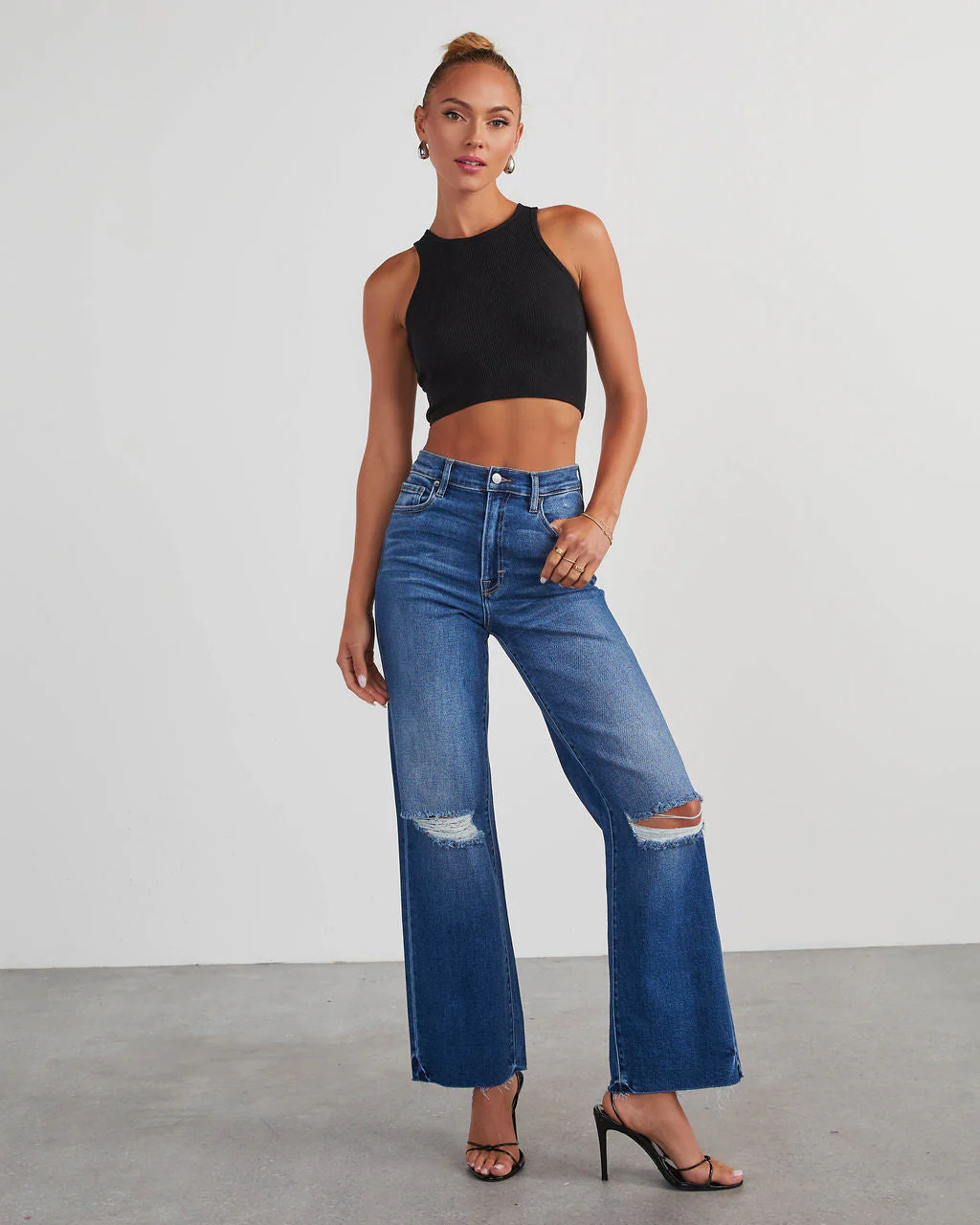 VICI Icon Distressed High Rise Straight Jeans