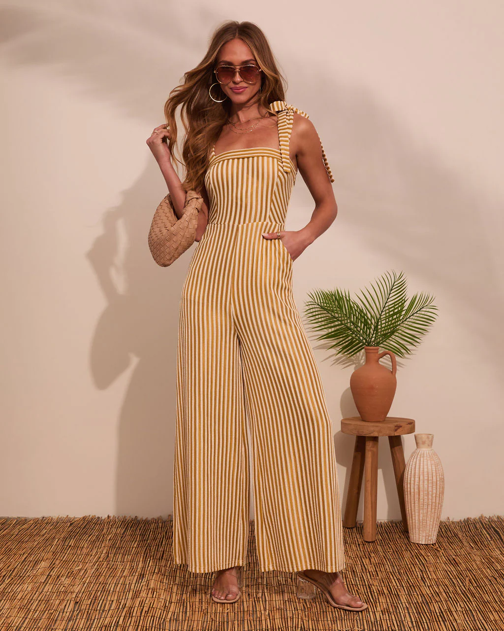 Meet Me Here Striped Fleece Jumpsuit