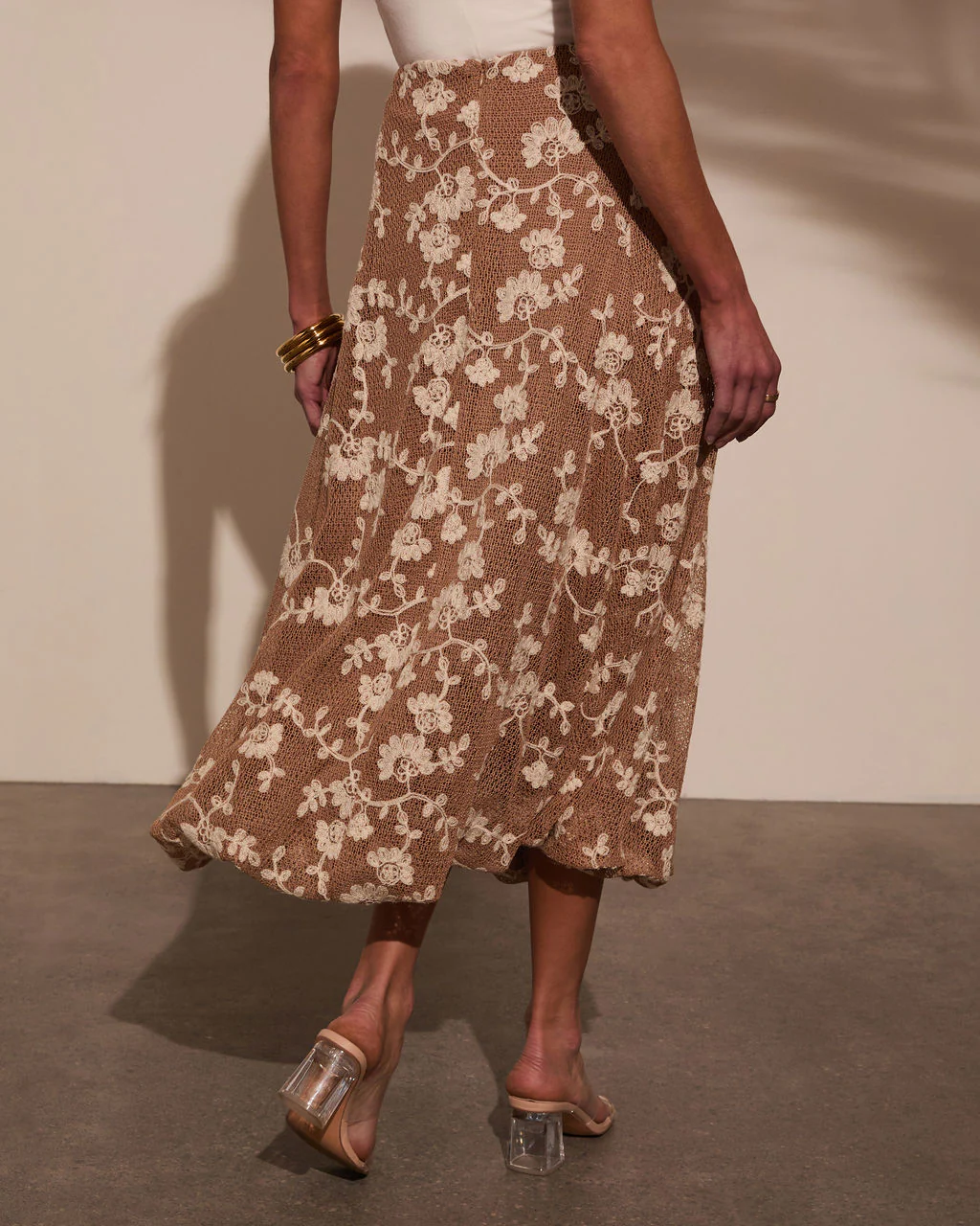 Tova Crochet Floral Midi Skirt