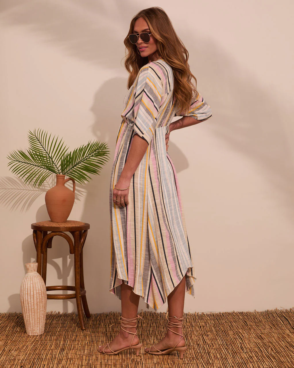 At Beachside Flowy Linen Midi Dress