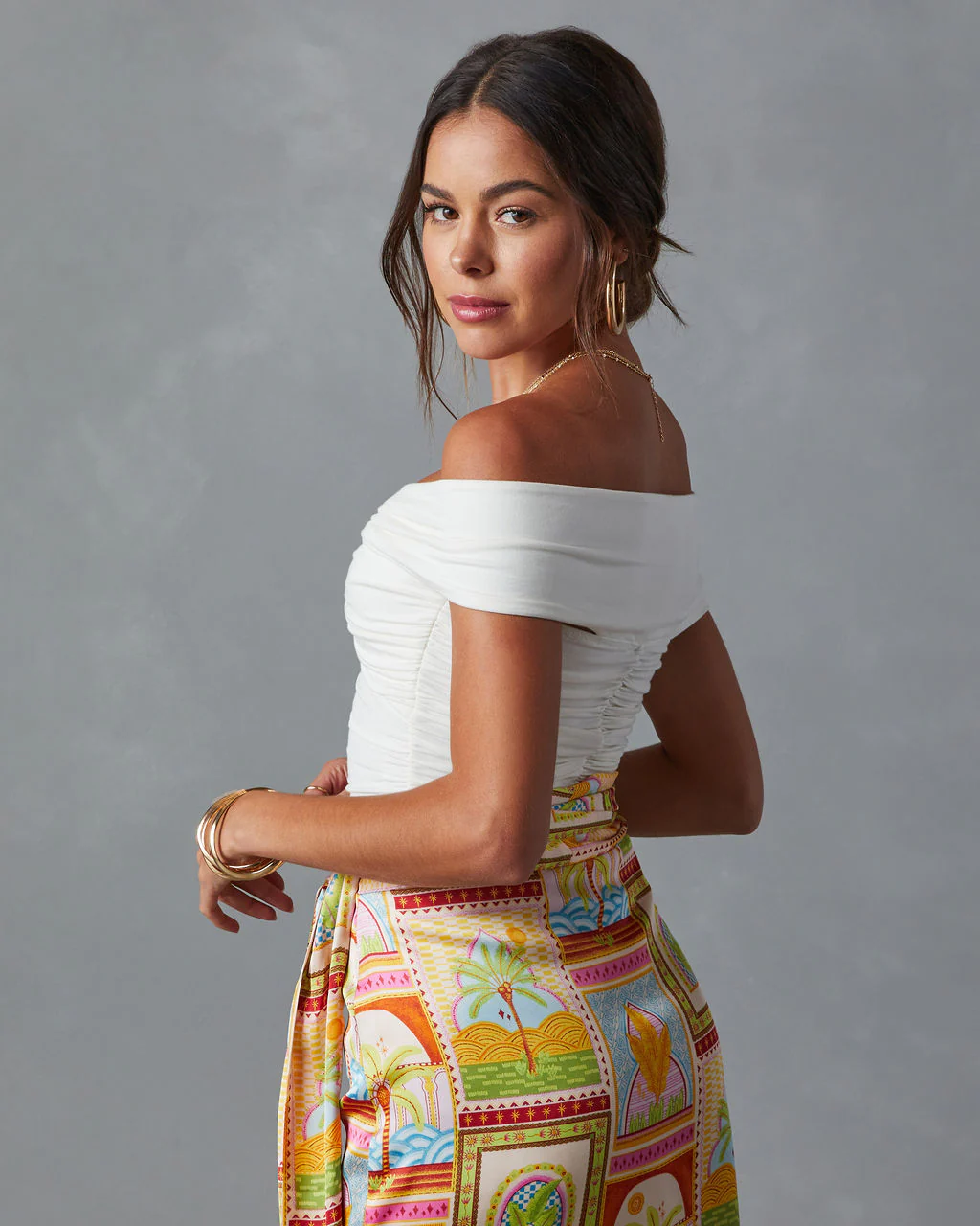 Trisha Off The Shoulder Ruched Bodysuit