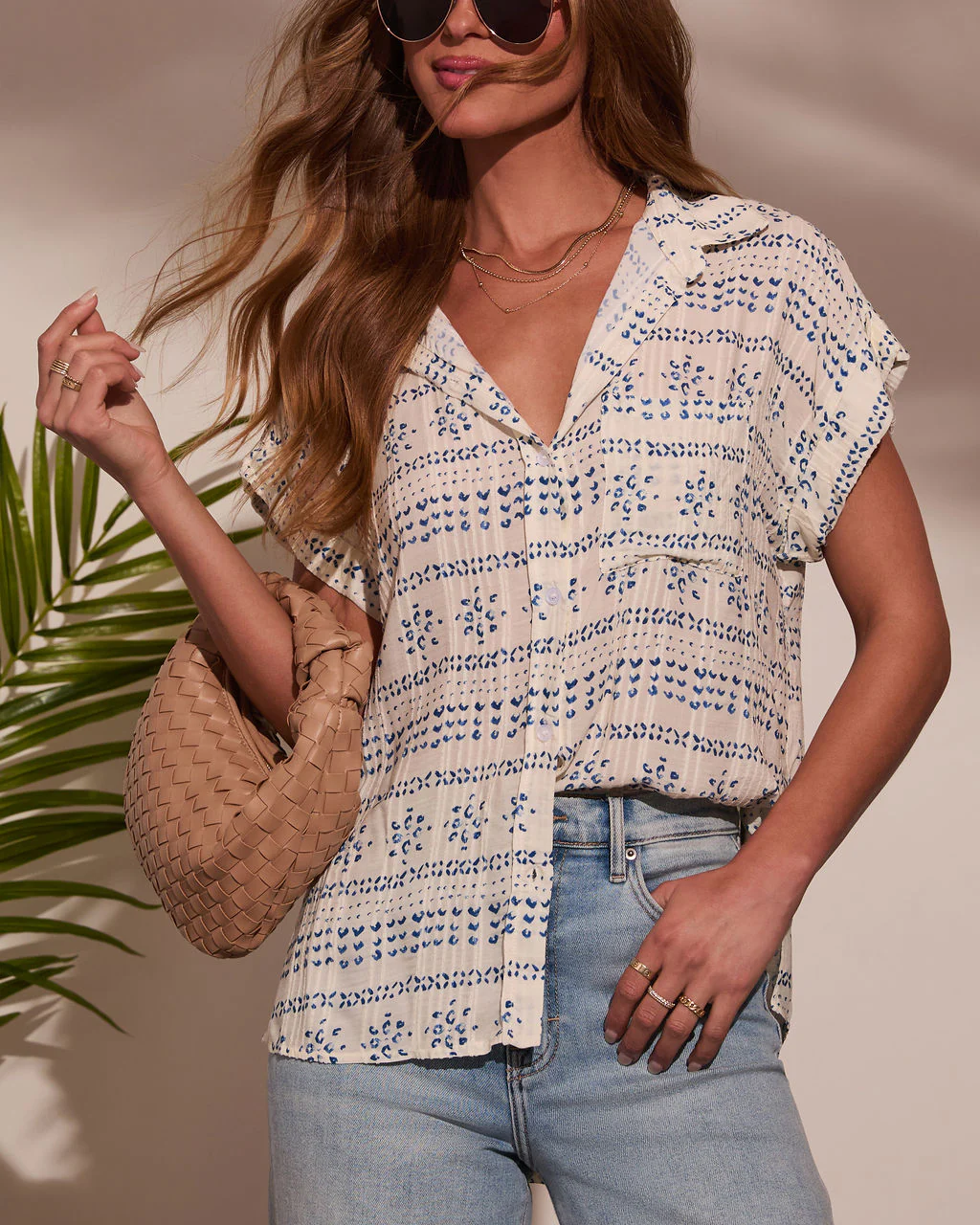 Mistie Abstract Button Down Top