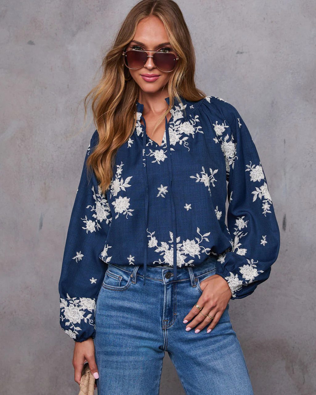 Kadence Neck Tie Floral Blouse
