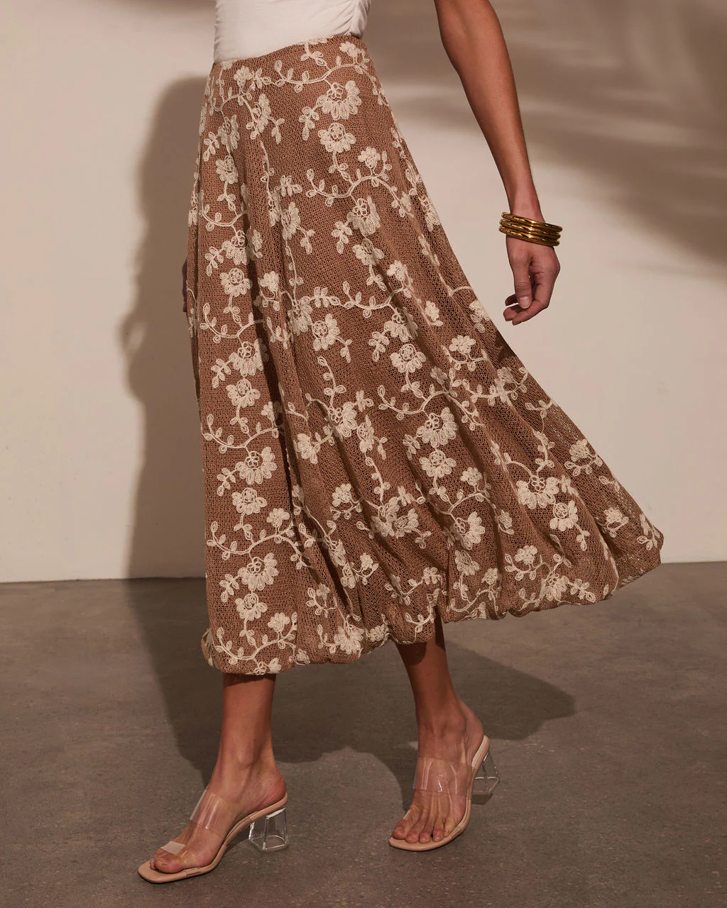 Tova Crochet Floral Midi Skirt