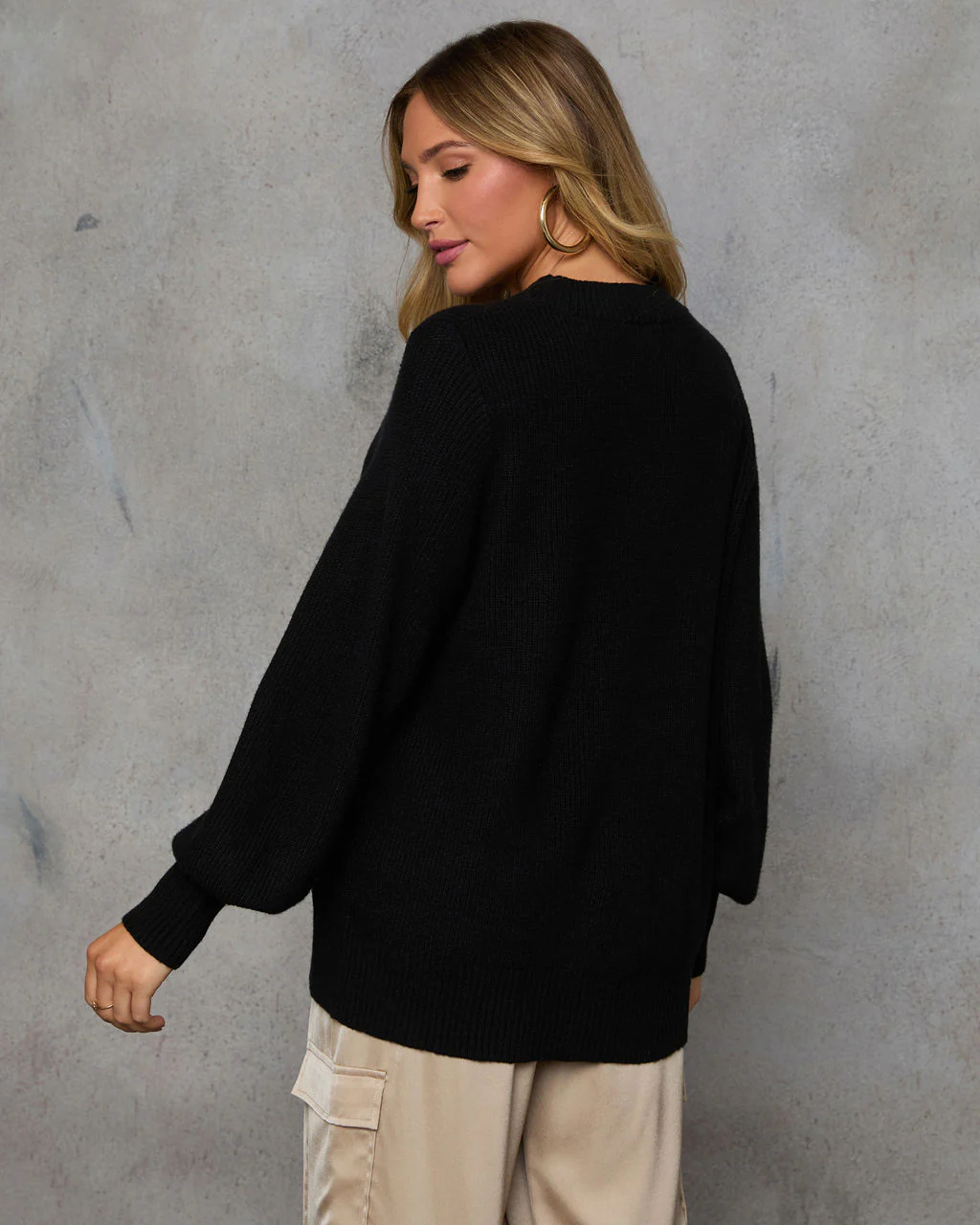 Baby It's You Knit Balloon Sleeve Pullover Sweater