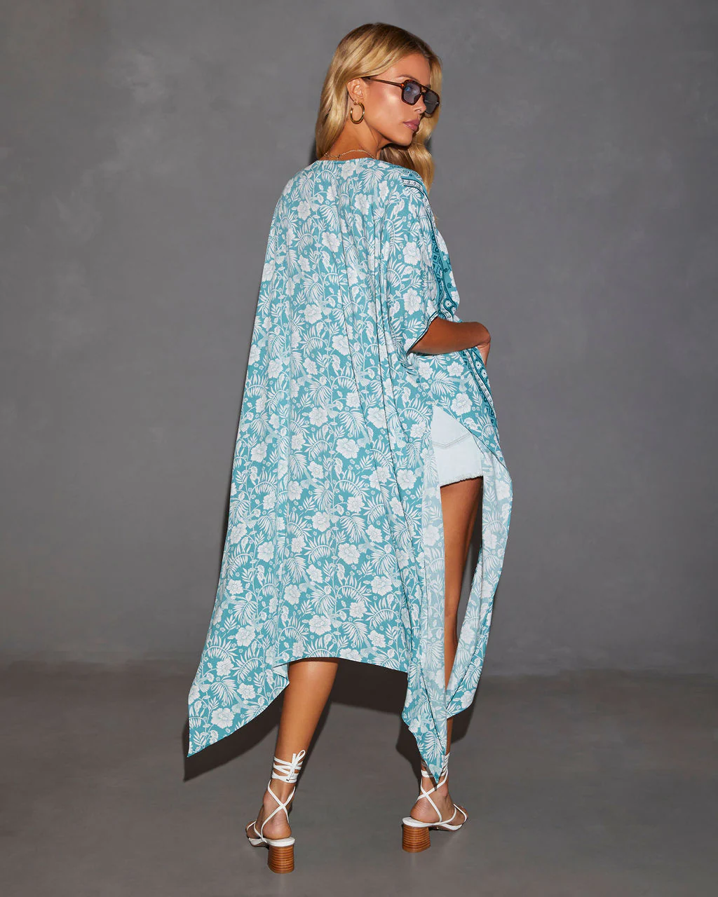 Cove Floral Border Print Kimono