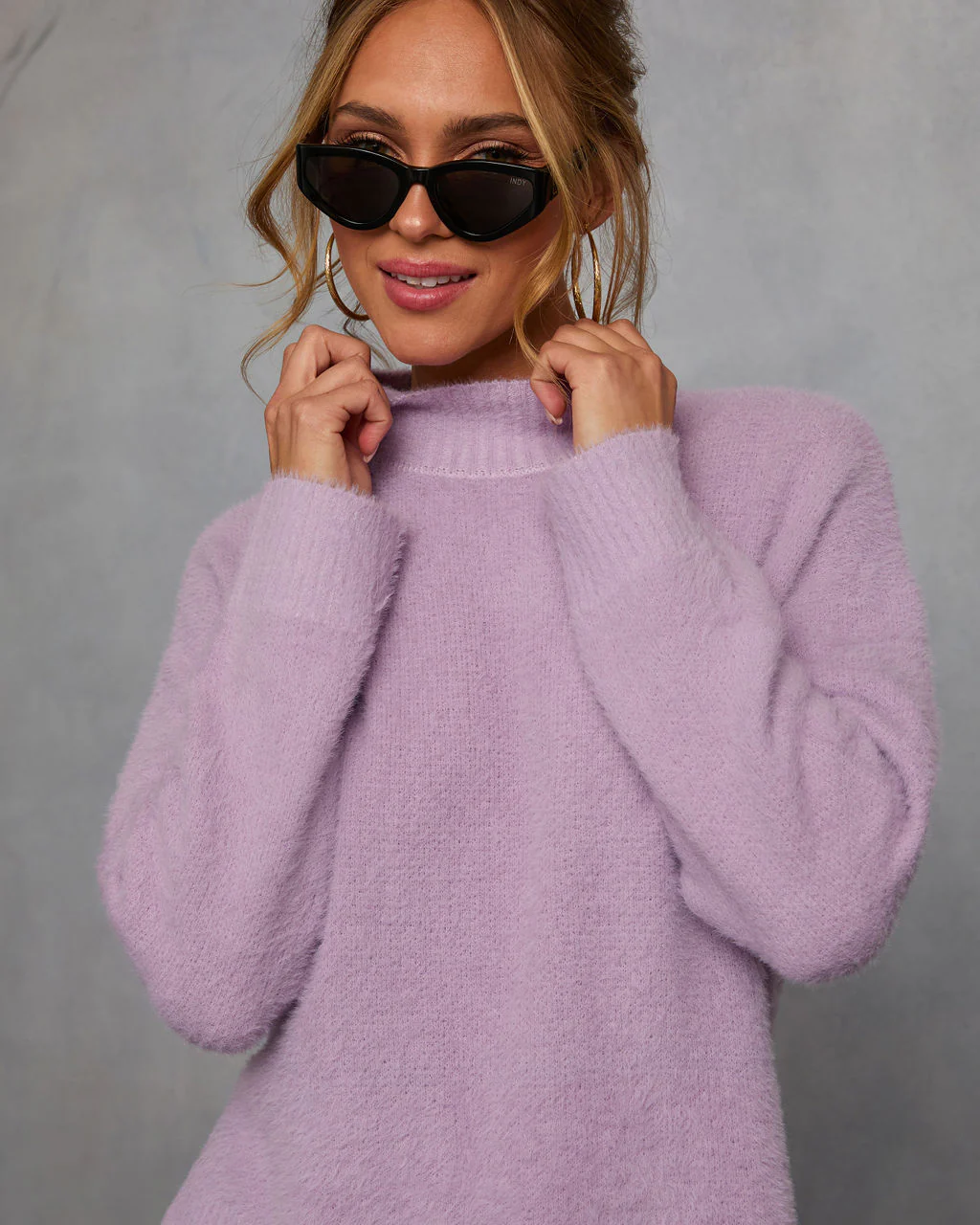 Taylar Fuzzy Mockneck Sweater