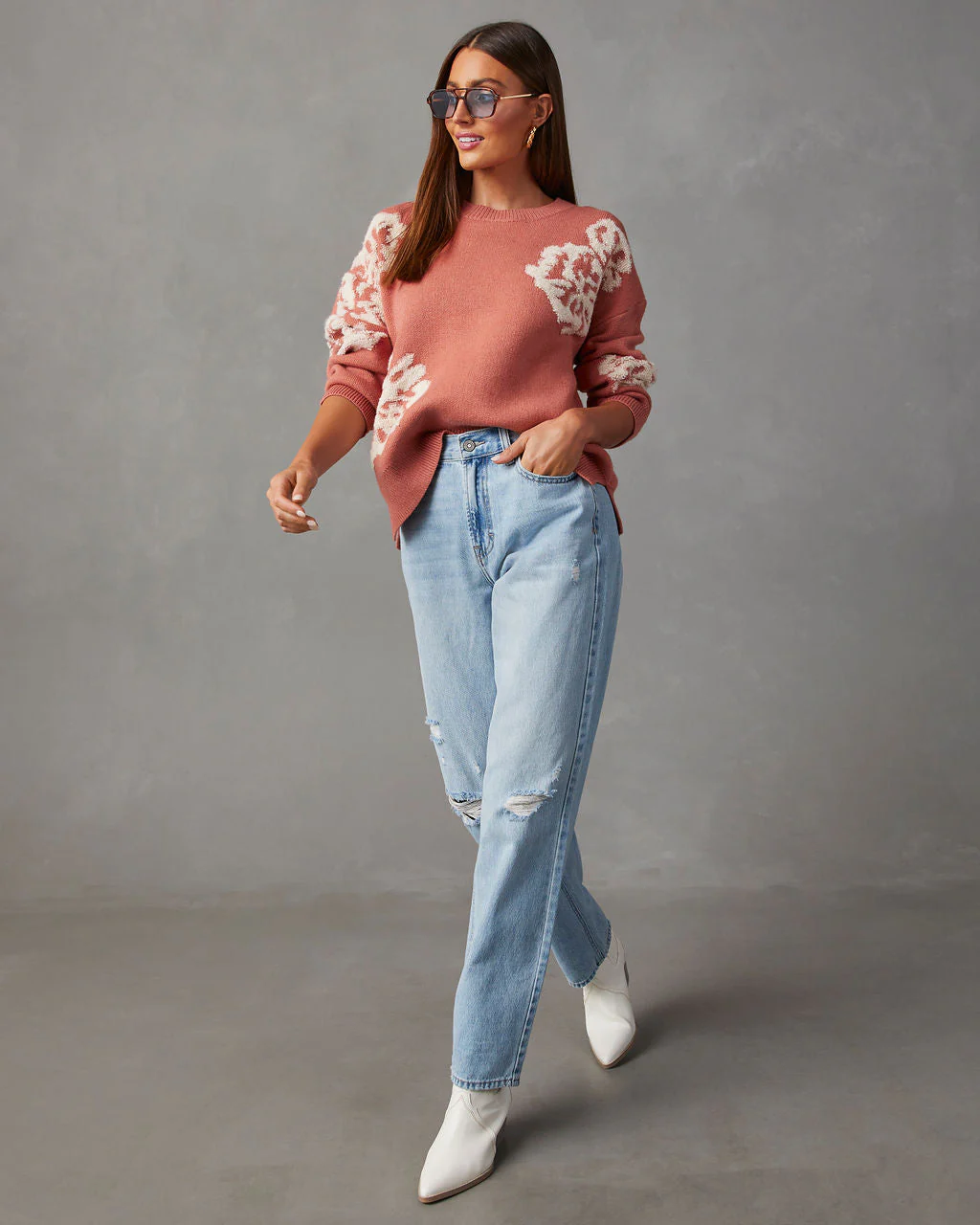 Copeland Floral Contrast Pullover Sweater