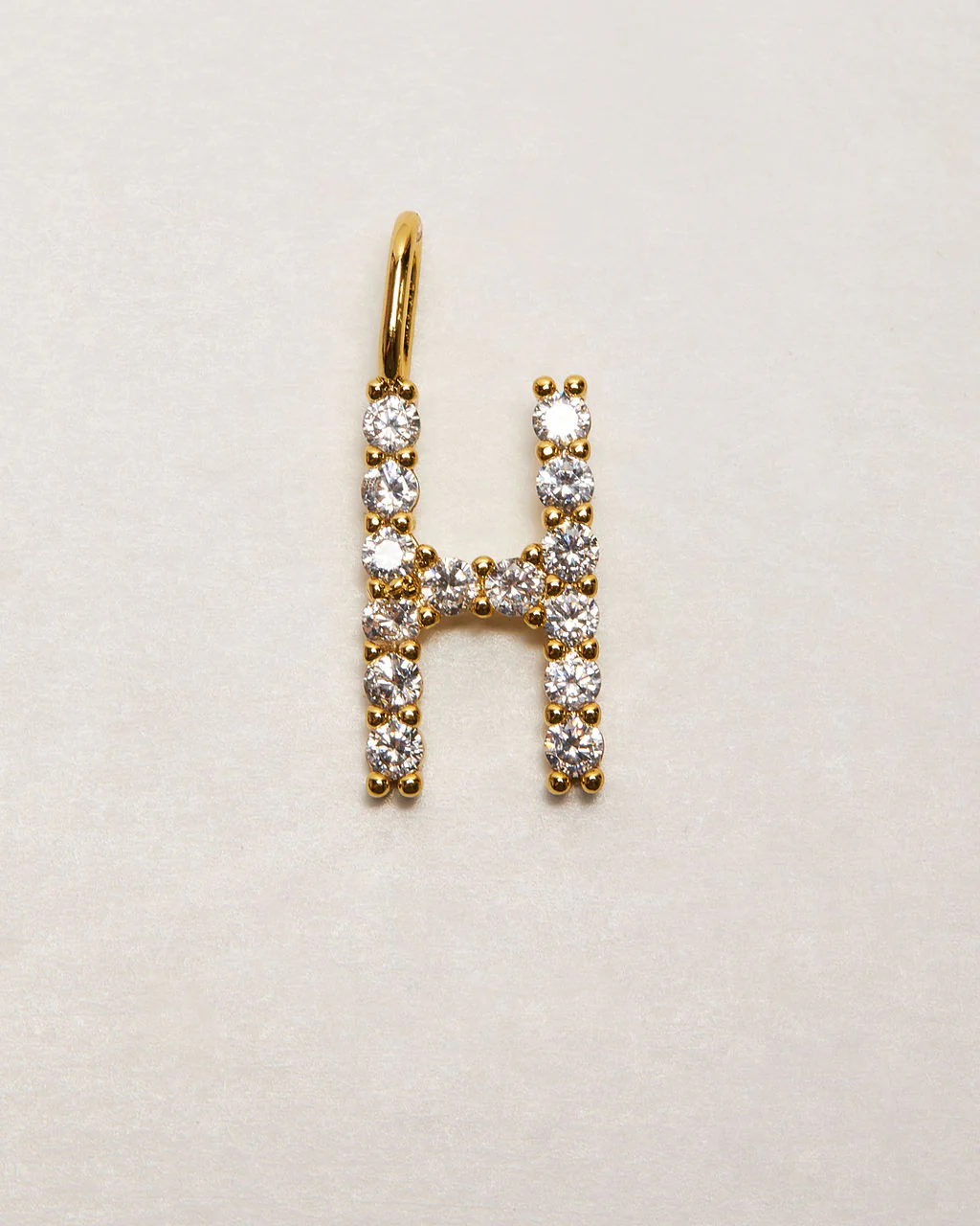 Initial Letter 14k Plated Rhinestone Charm