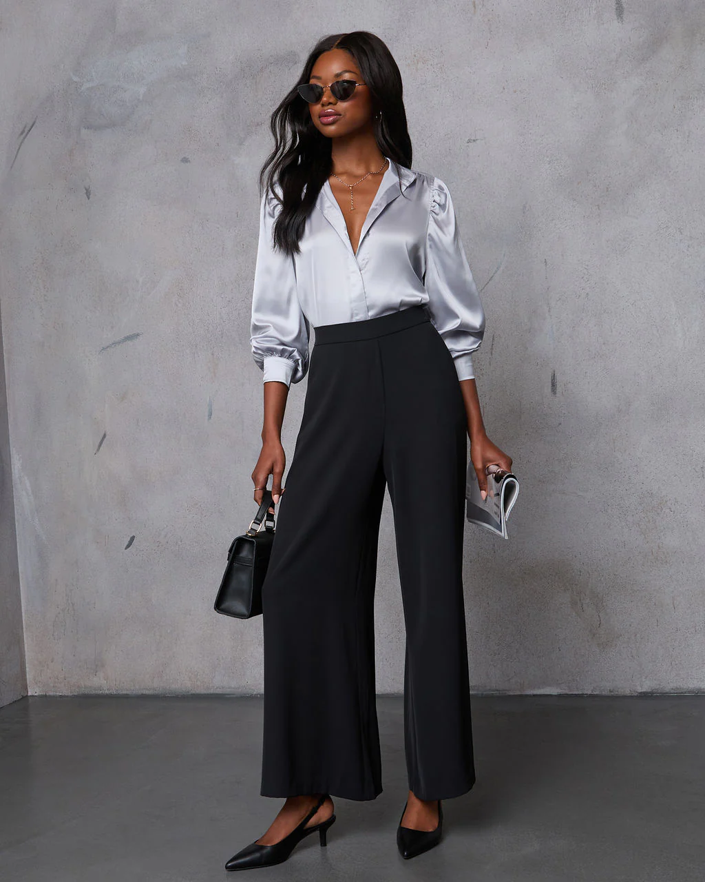 Lindsey Satin Button Down Top