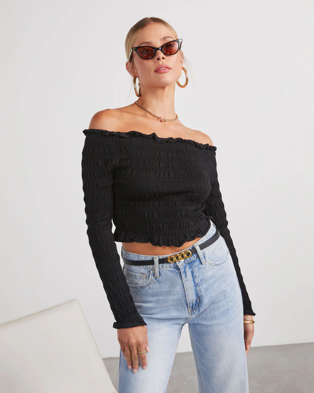 Yes Please Smocked Off The Shoulder Top
