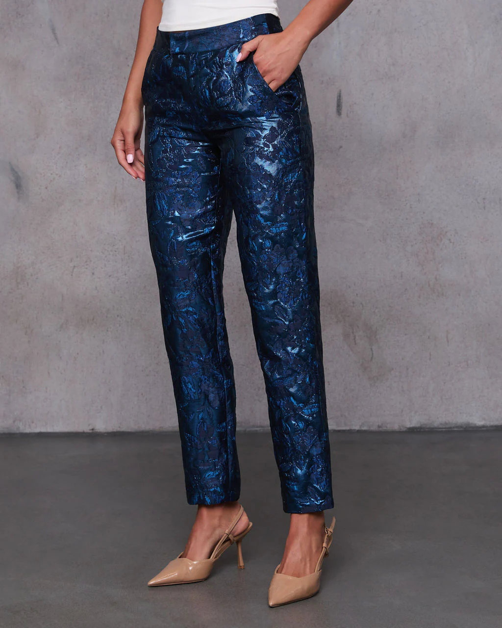 Come Away With Me Floral Jacquard Pants