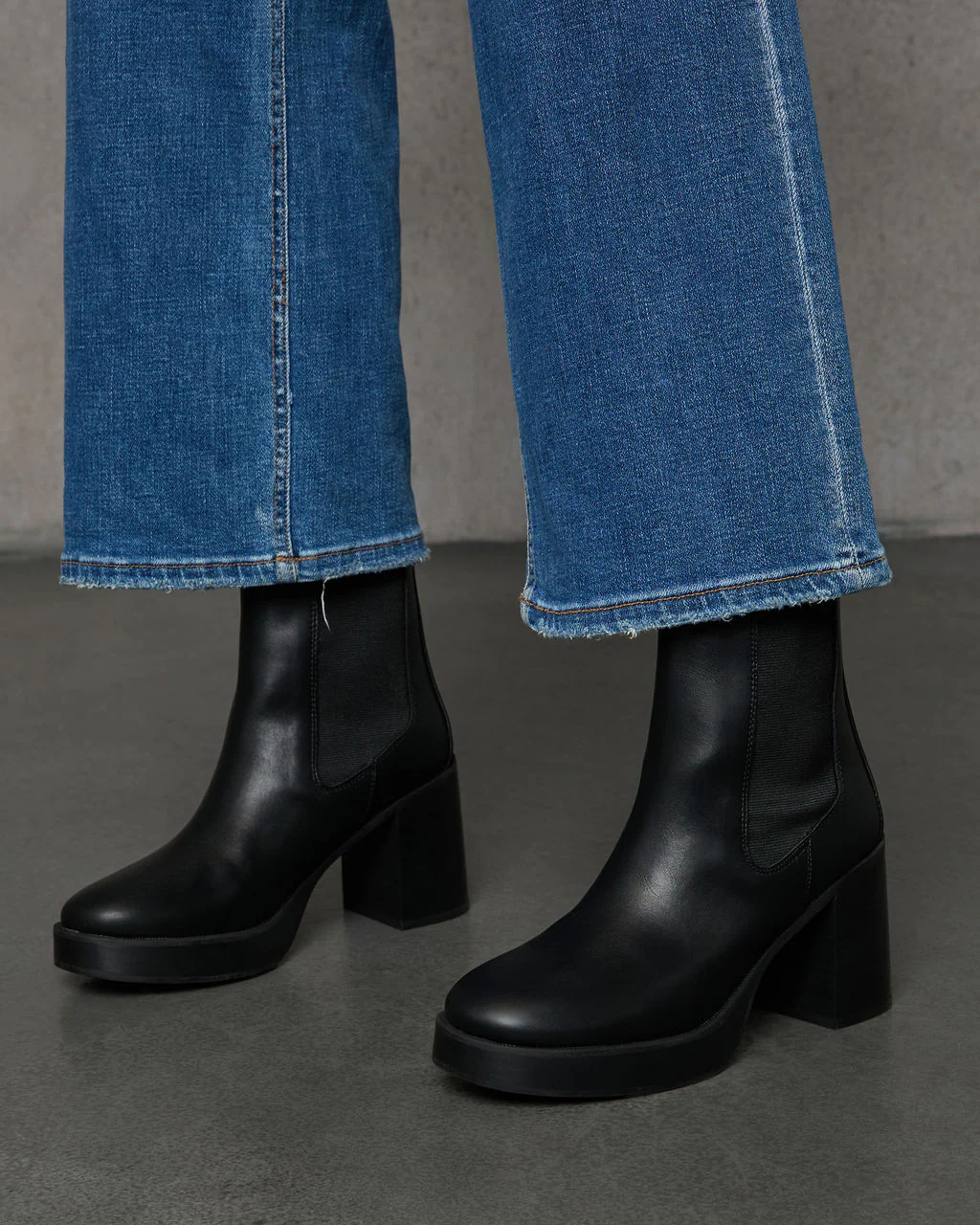 Teo Faux Leather Platform Heeled Boots