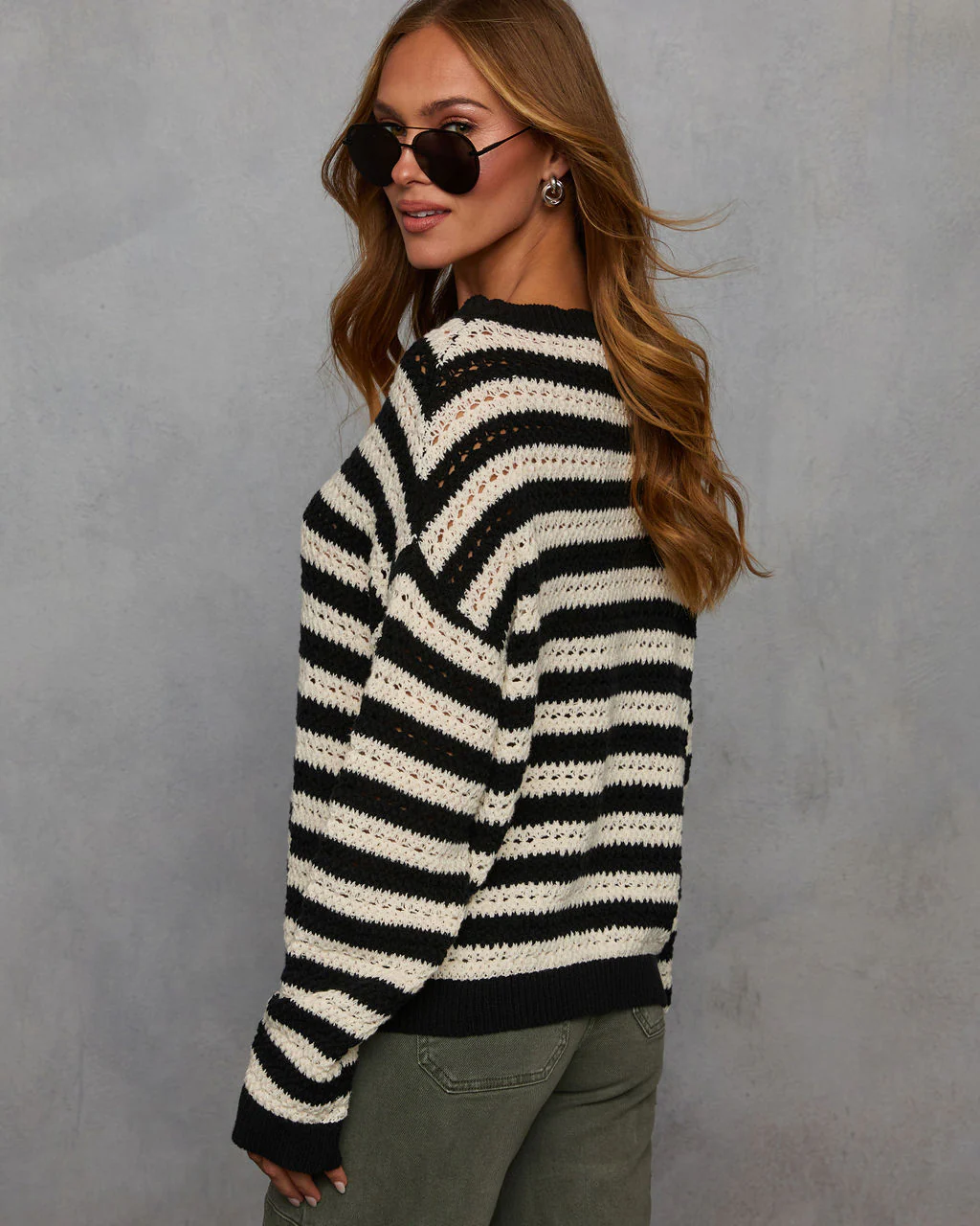 Junia Striped Crochet Sweater