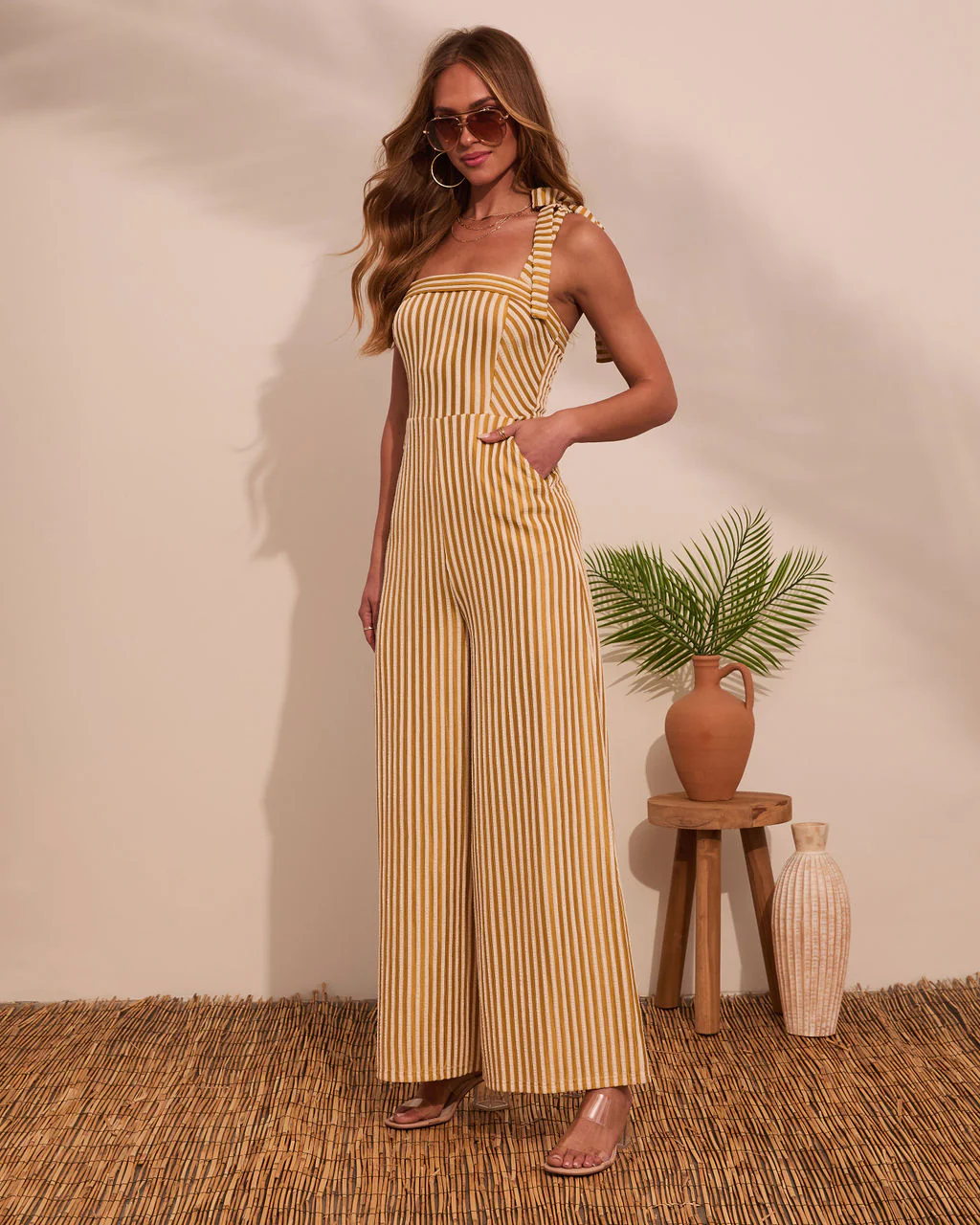 Meet Me Here Striped Fleece Jumpsuit