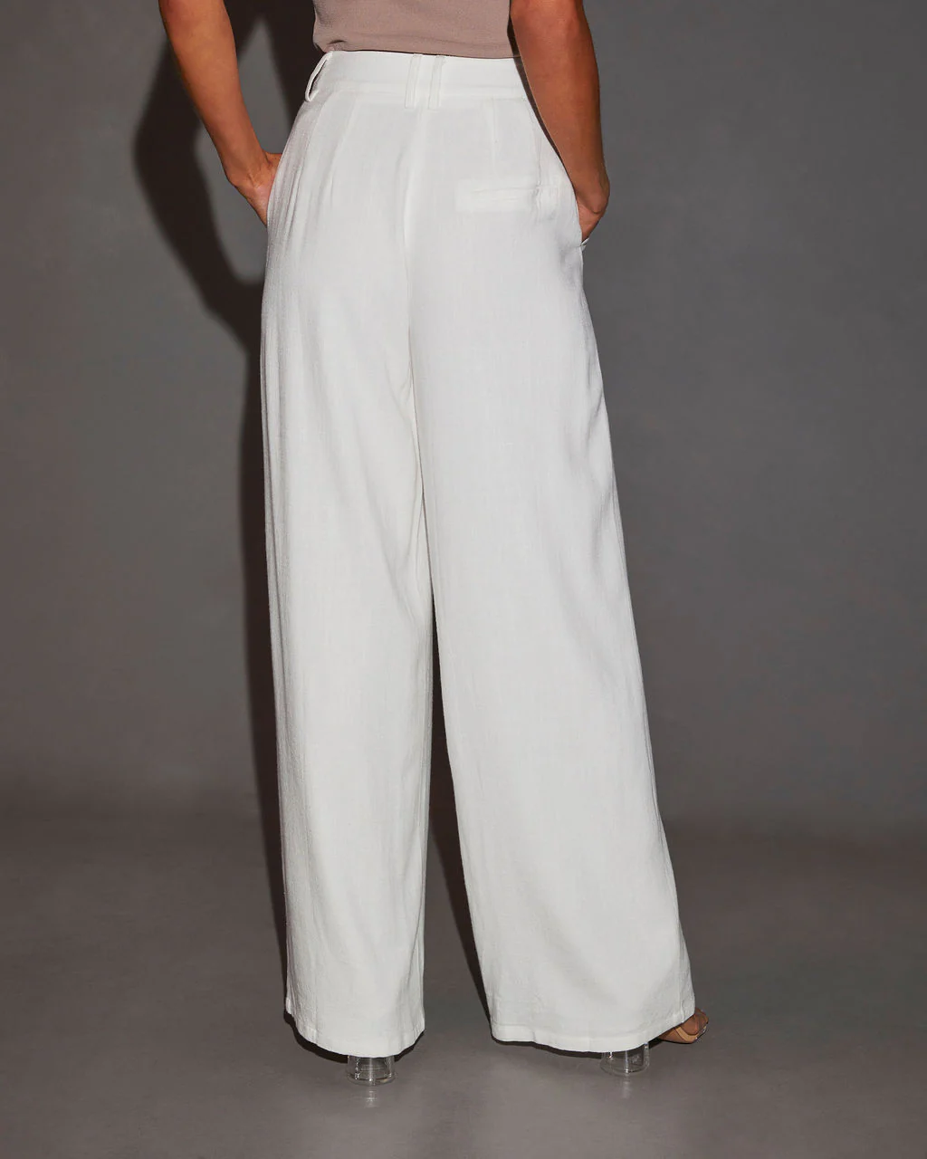 Mallorie Linen Blend Wide Leg Pleated Trouser