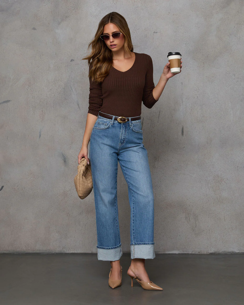 Jamilah Ribbed V Neck Sweater