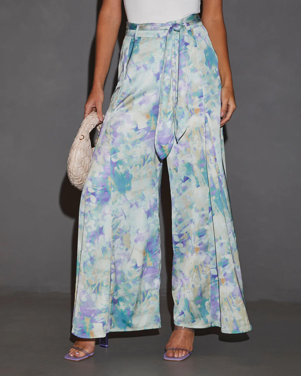 Meridian Wide Leg Printed Tie Waist Trouser