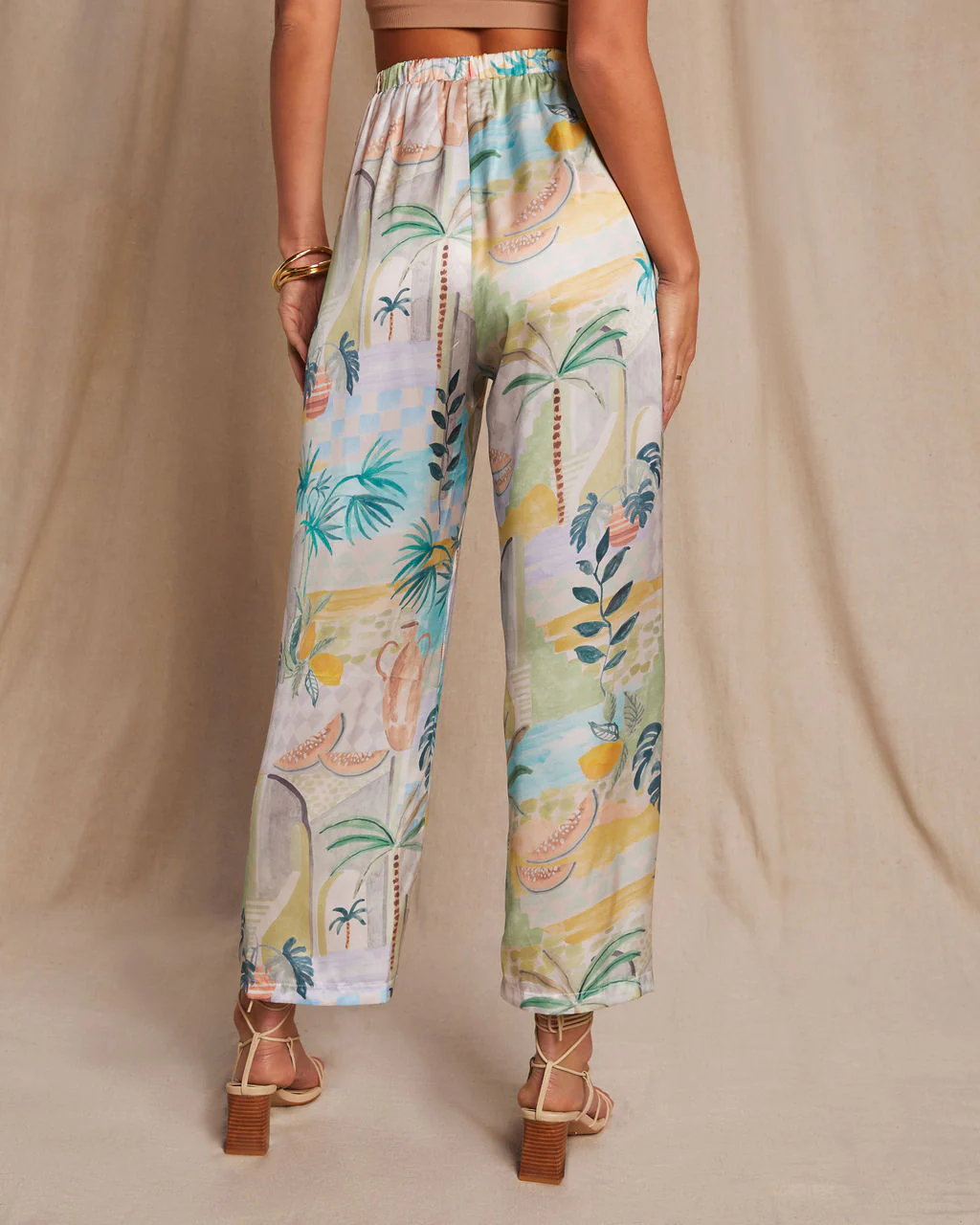 Galapagos Satin Printed Straight Leg Pant
