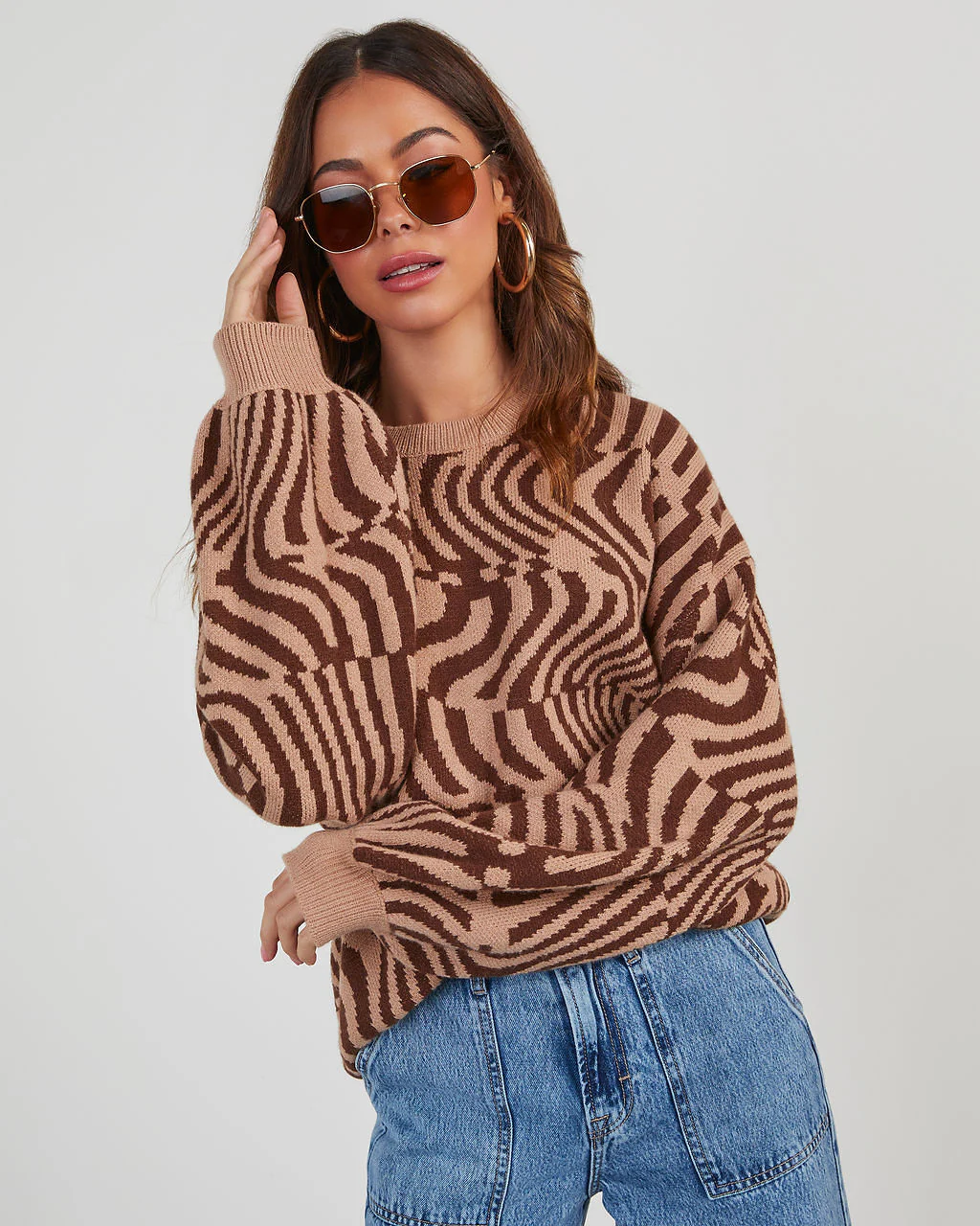 Dizzy Abstract Jacquard Knit Sweater