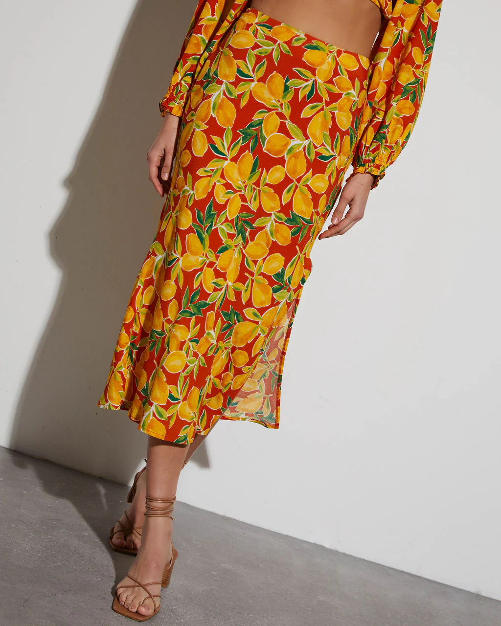 Lemon Spritz Tropical Midi Skirt