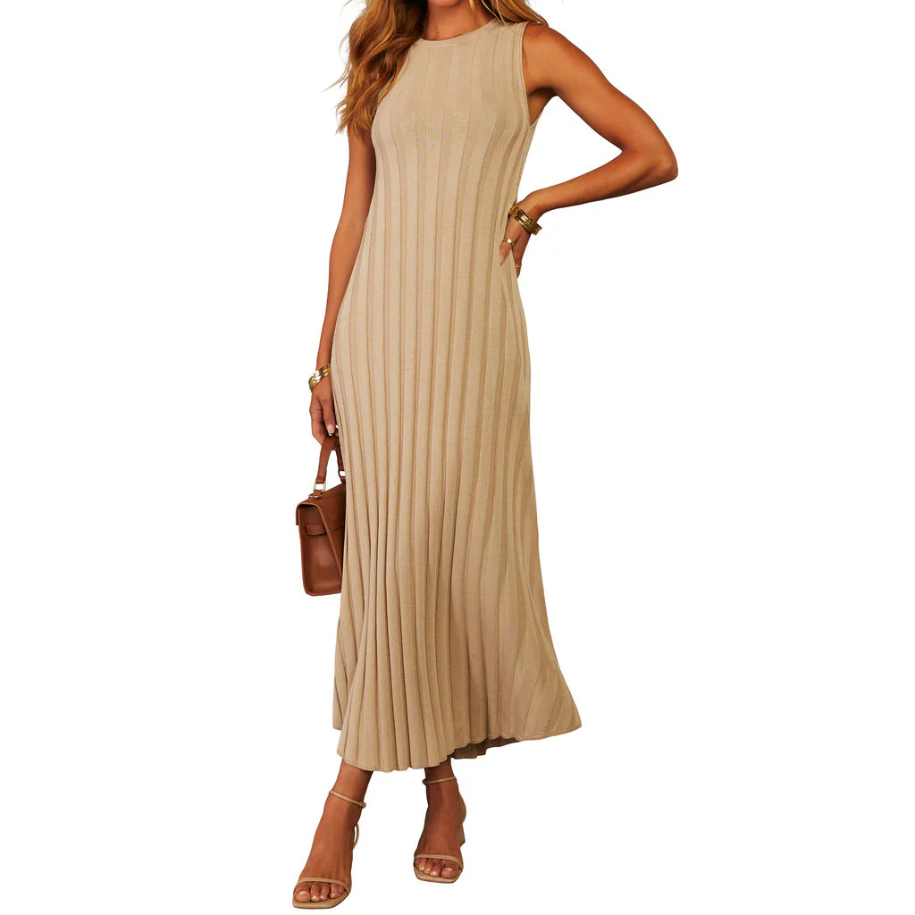 Fine Line Ribbed Midi Dress