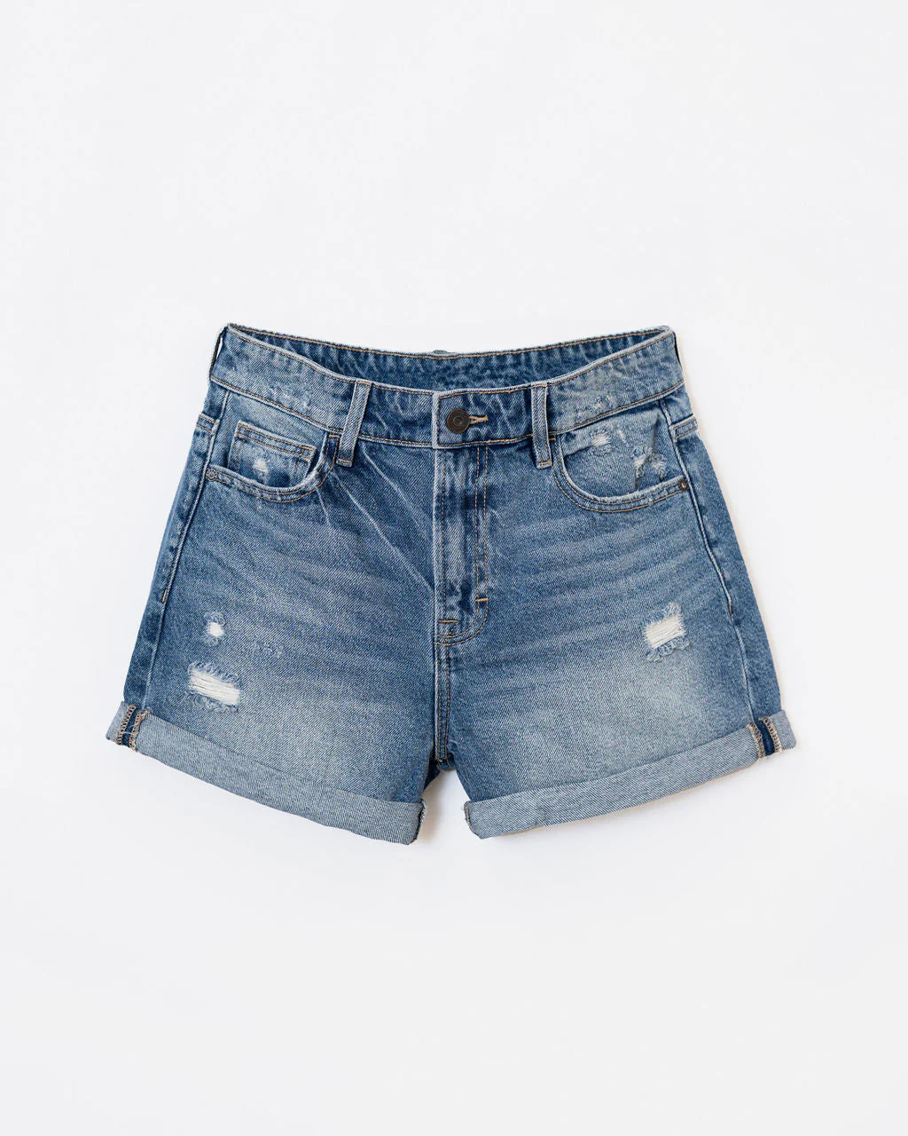 James High Rise Distressed Boyfriend Jean Shorts