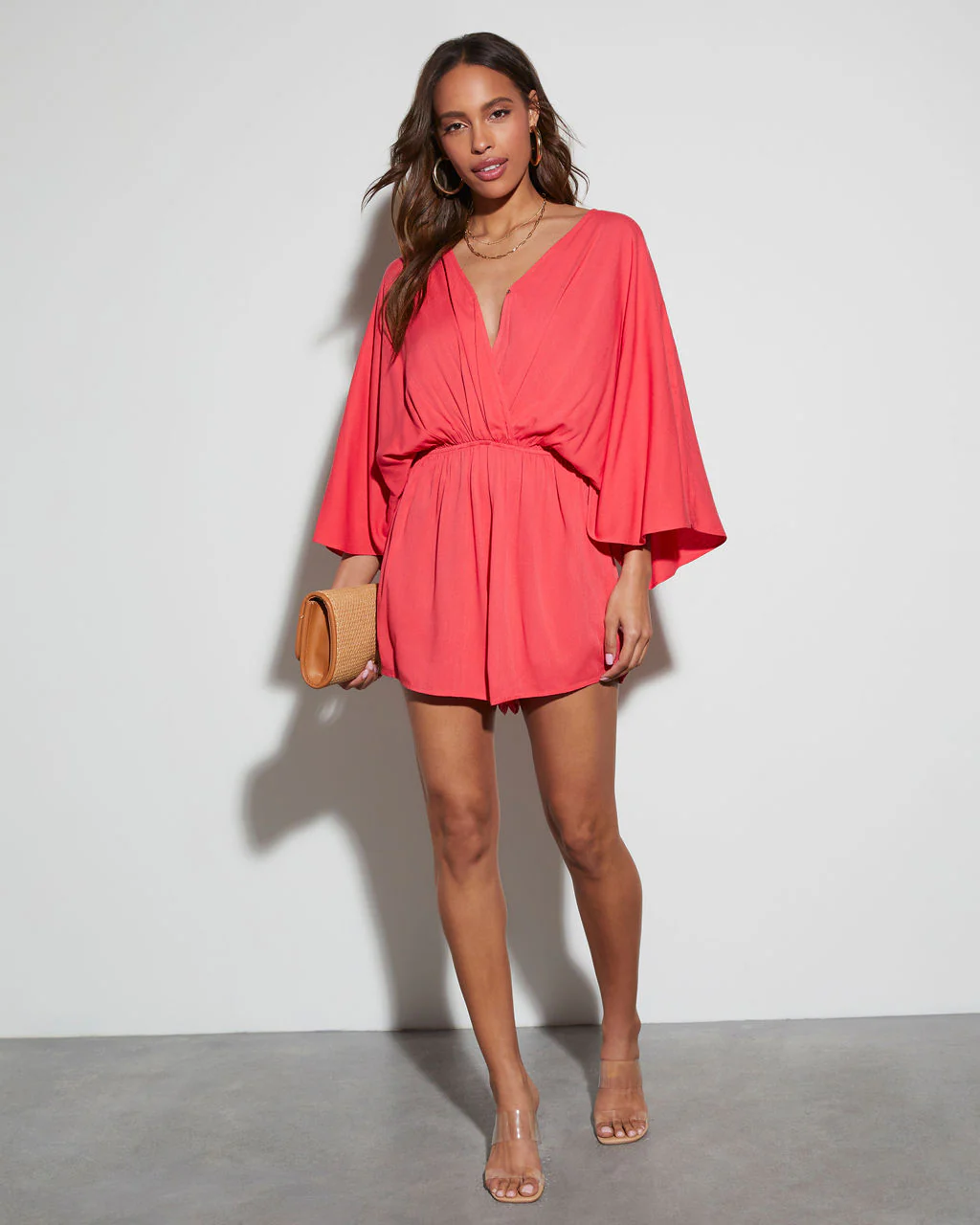 Lorena V-Neck Fitted Waist Romper
