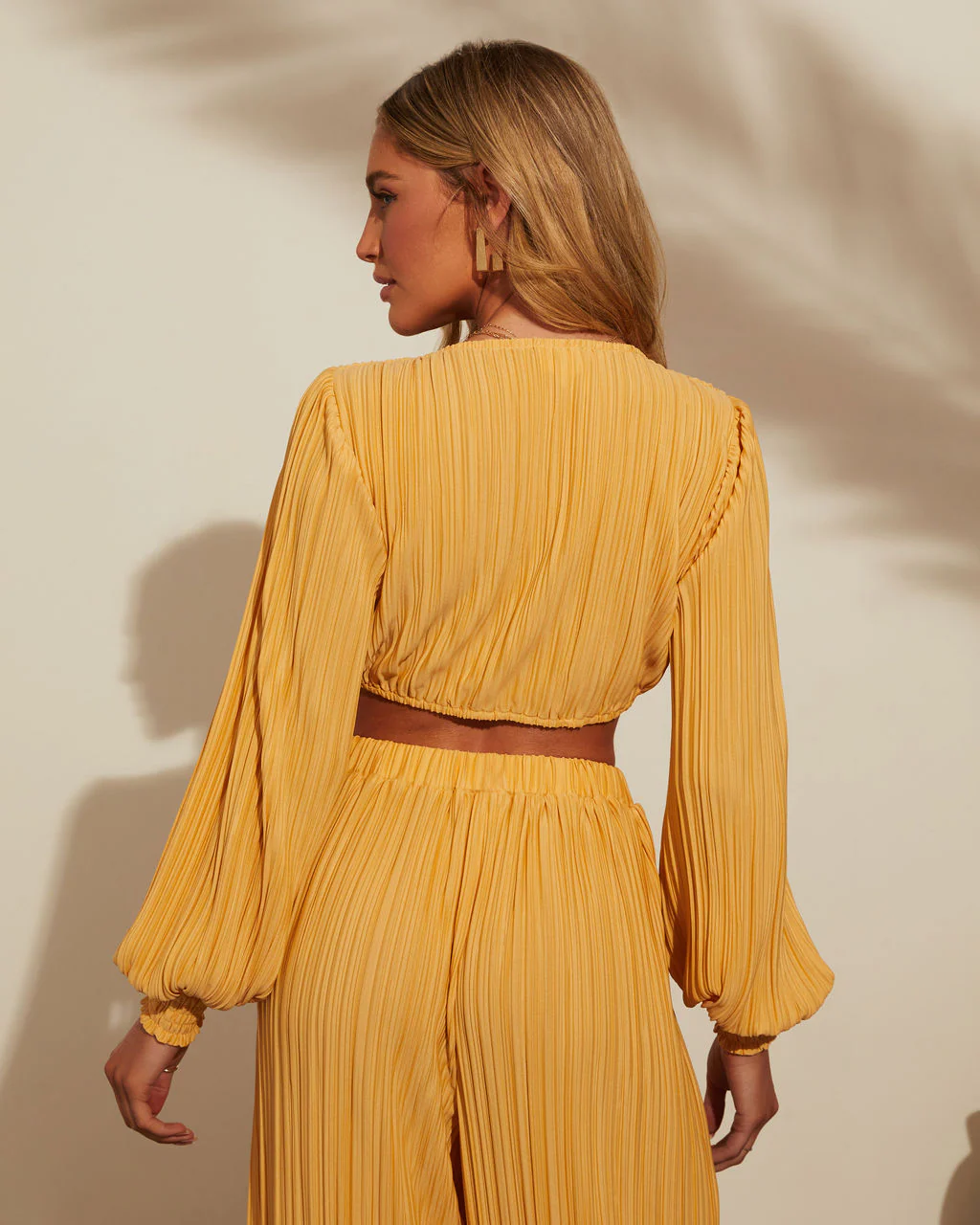 Ray Of Sunshine Long Sleeve Tie Crop Top