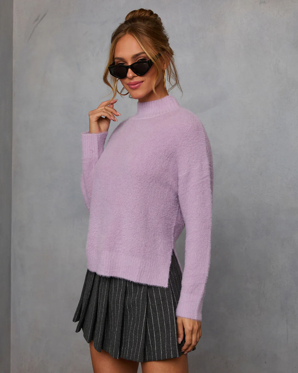 Taylar Fuzzy Mockneck Sweater