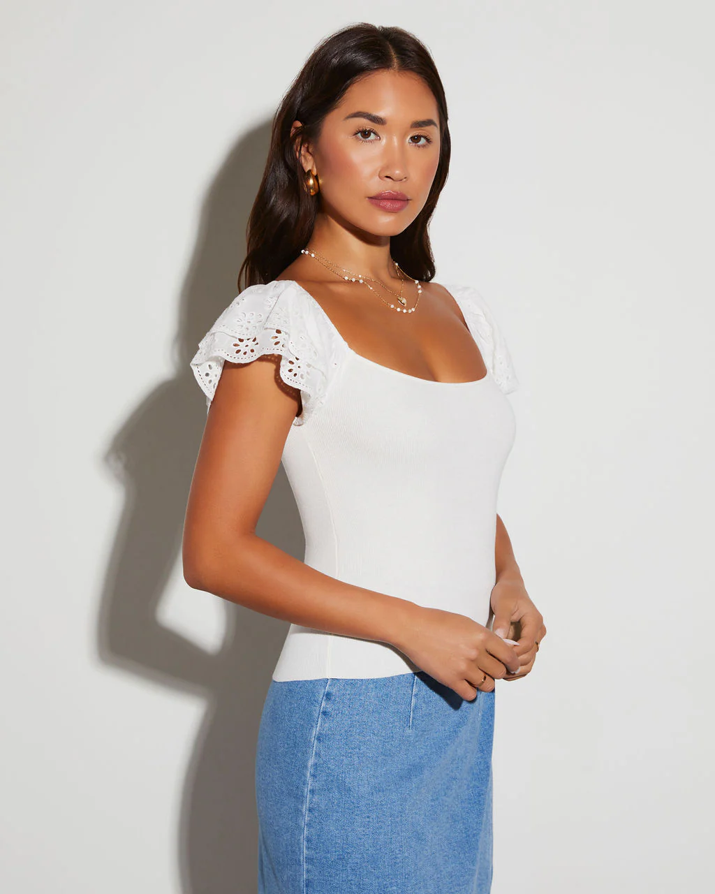 Sadie Eyelet Short Sleeve Top