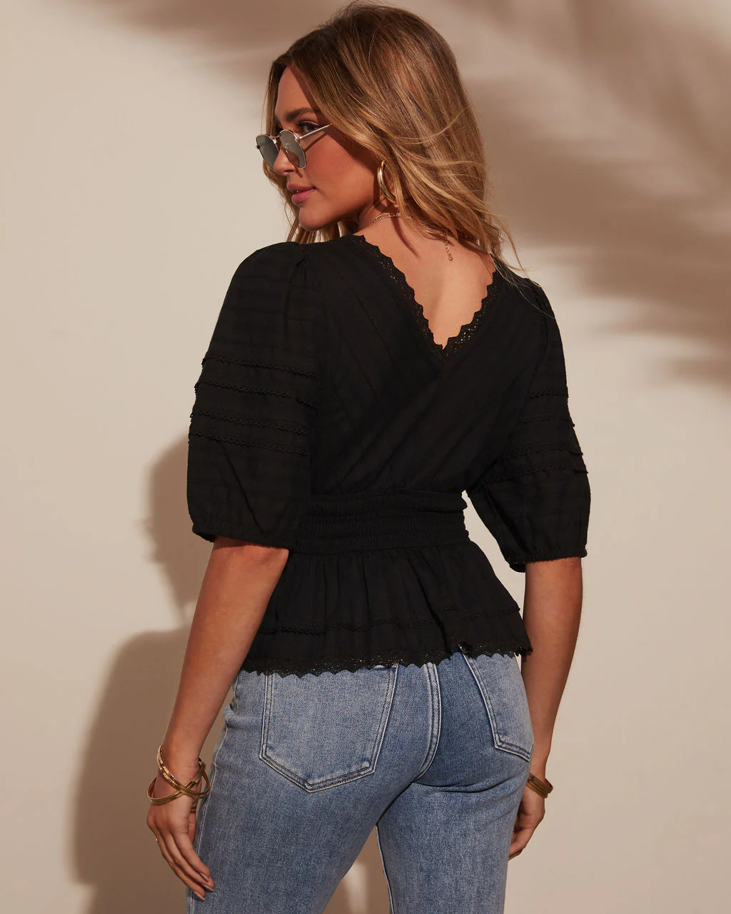 Hadlee V Neck Peplum Blouse