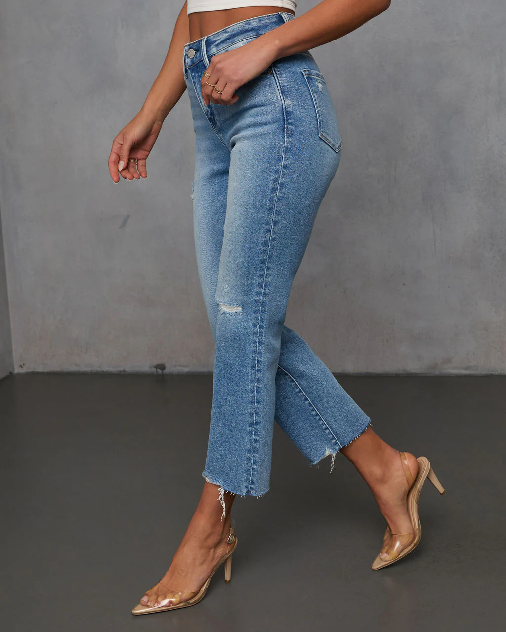 Lara Crop Frayed Hem Jeans