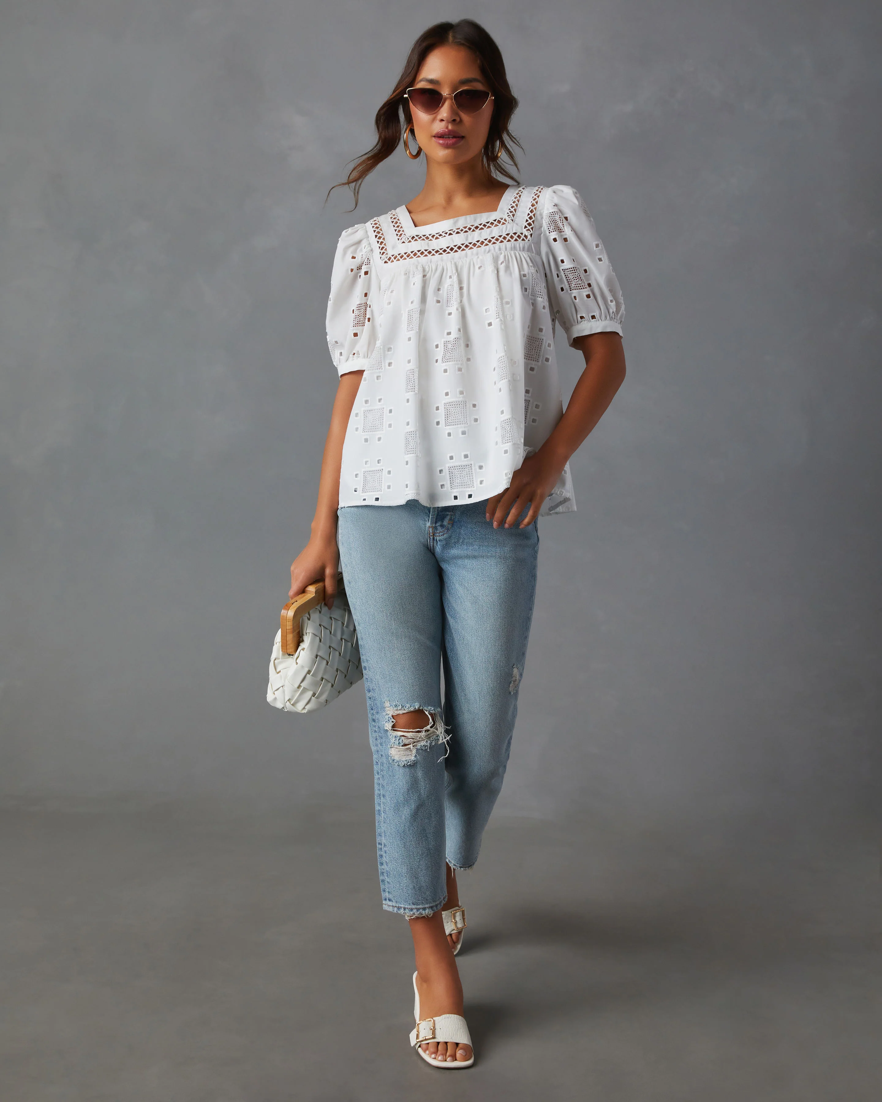 Patsy Square Neck Puff Sleeve Blouse