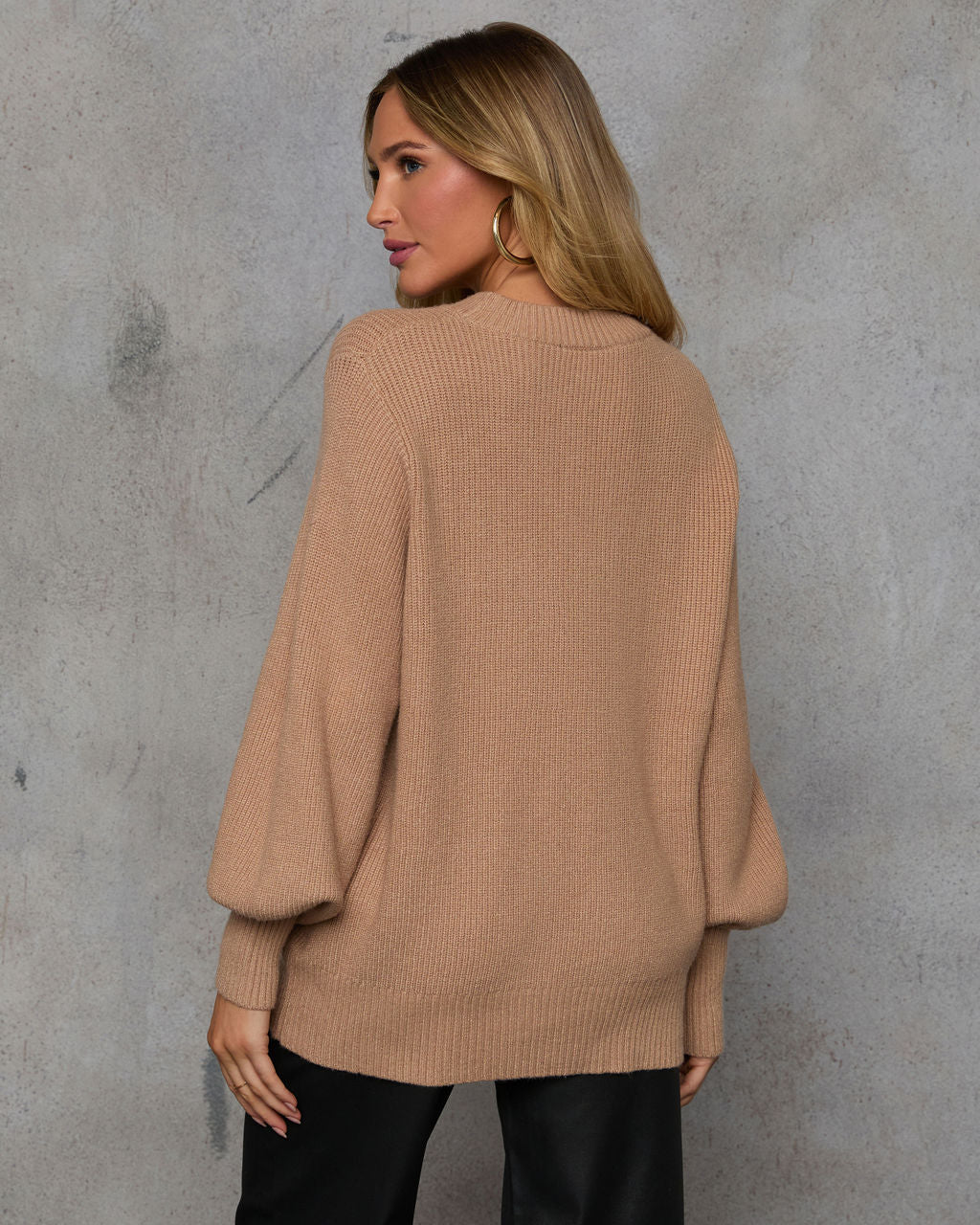 Baby It's You Knit Balloon Sleeve Pullover Sweater