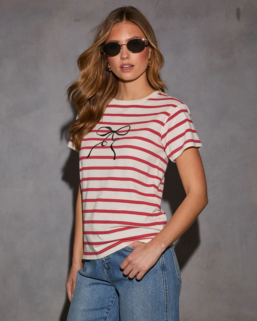 French Kiss Striped Graphic Tee