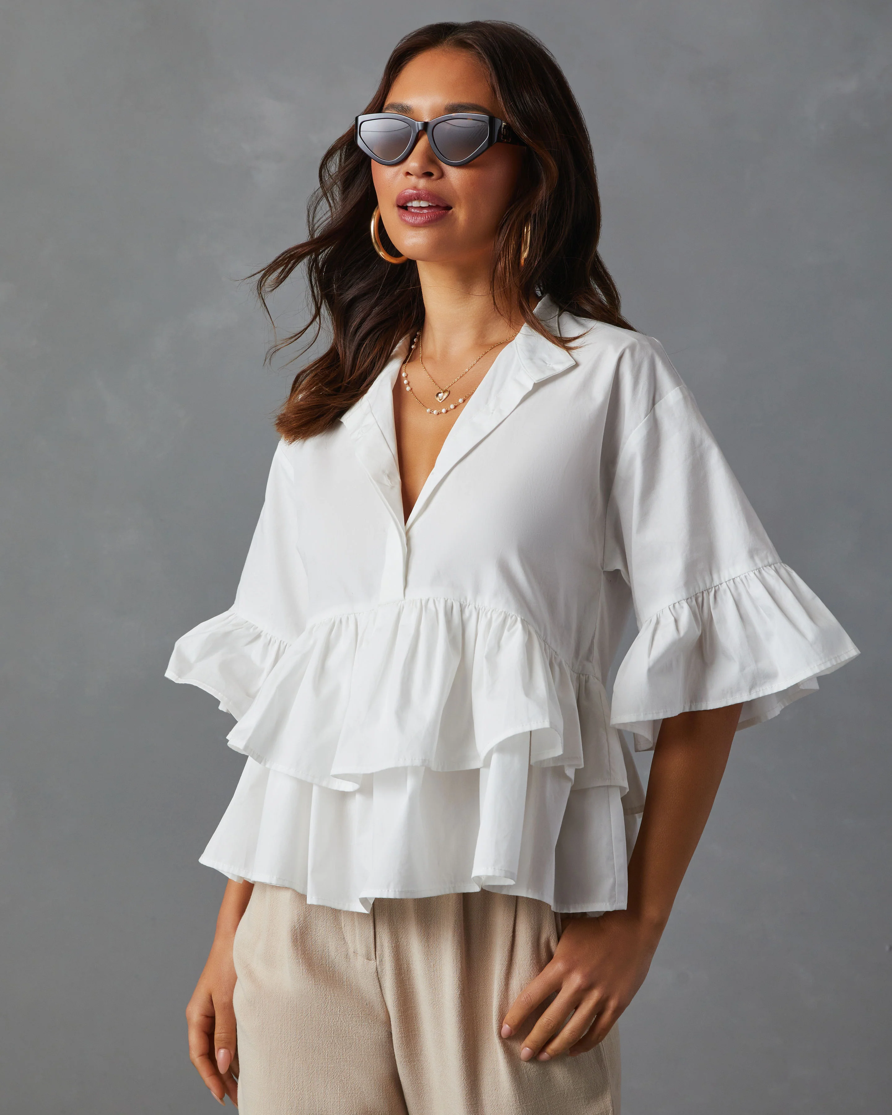 Lynne Tiered Short Sleeve Top