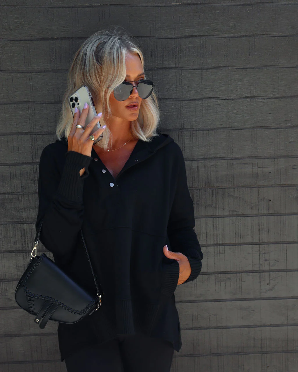 Mindful Cotton Pocketed Henley Hoodie