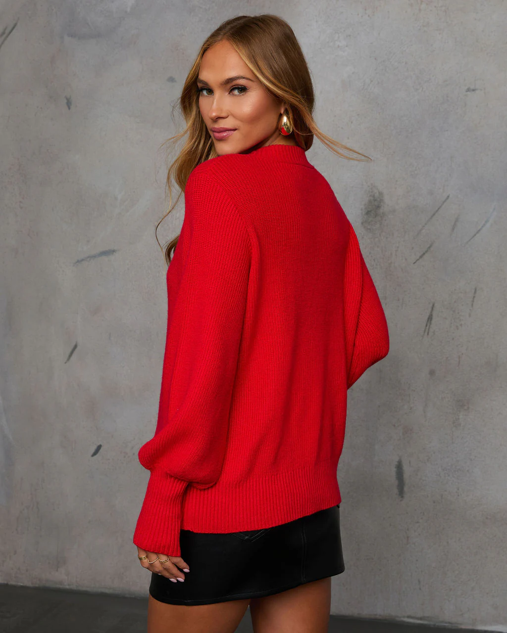 Baby It's You Knit Balloon Sleeve Pullover Sweater