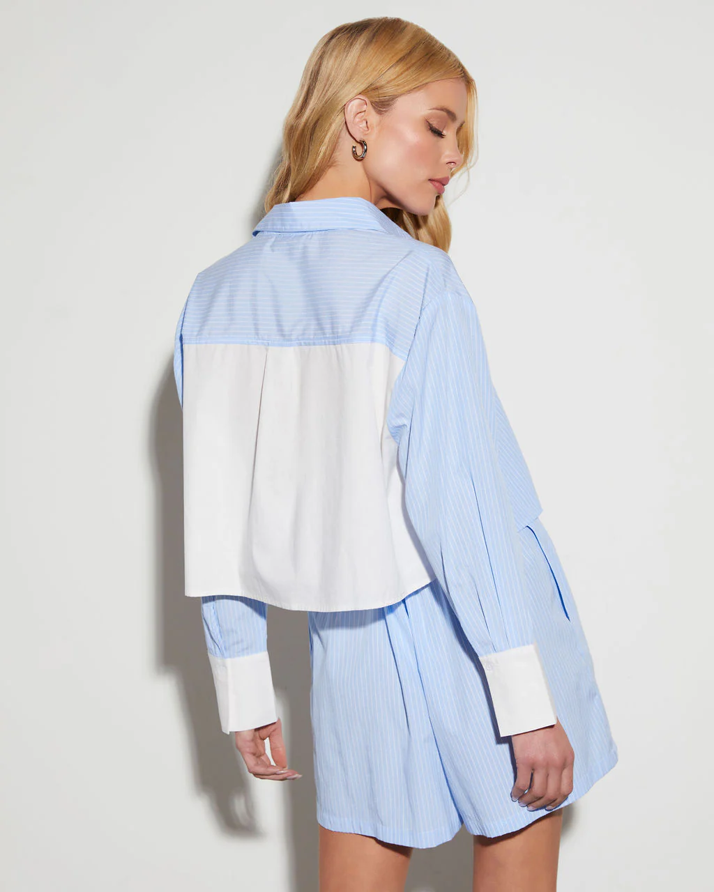 Valeria Striped Collar Button Down Top